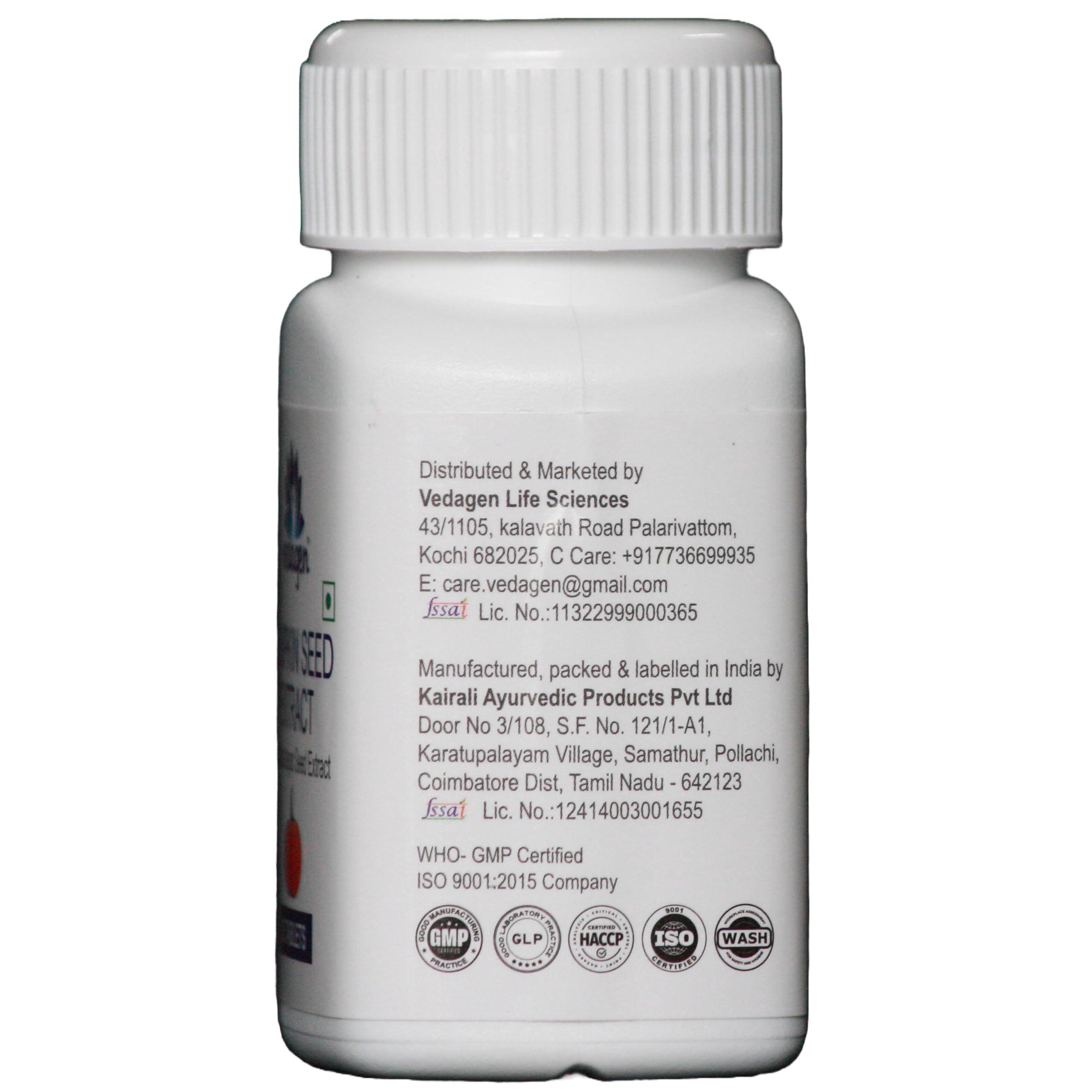 VEDAGEN Vedagen Pumpkin Seed Extract Supplement Vegetarian Tablets For Prostate & Urinary Tract Health Support120 Nos (30\'s x 4)