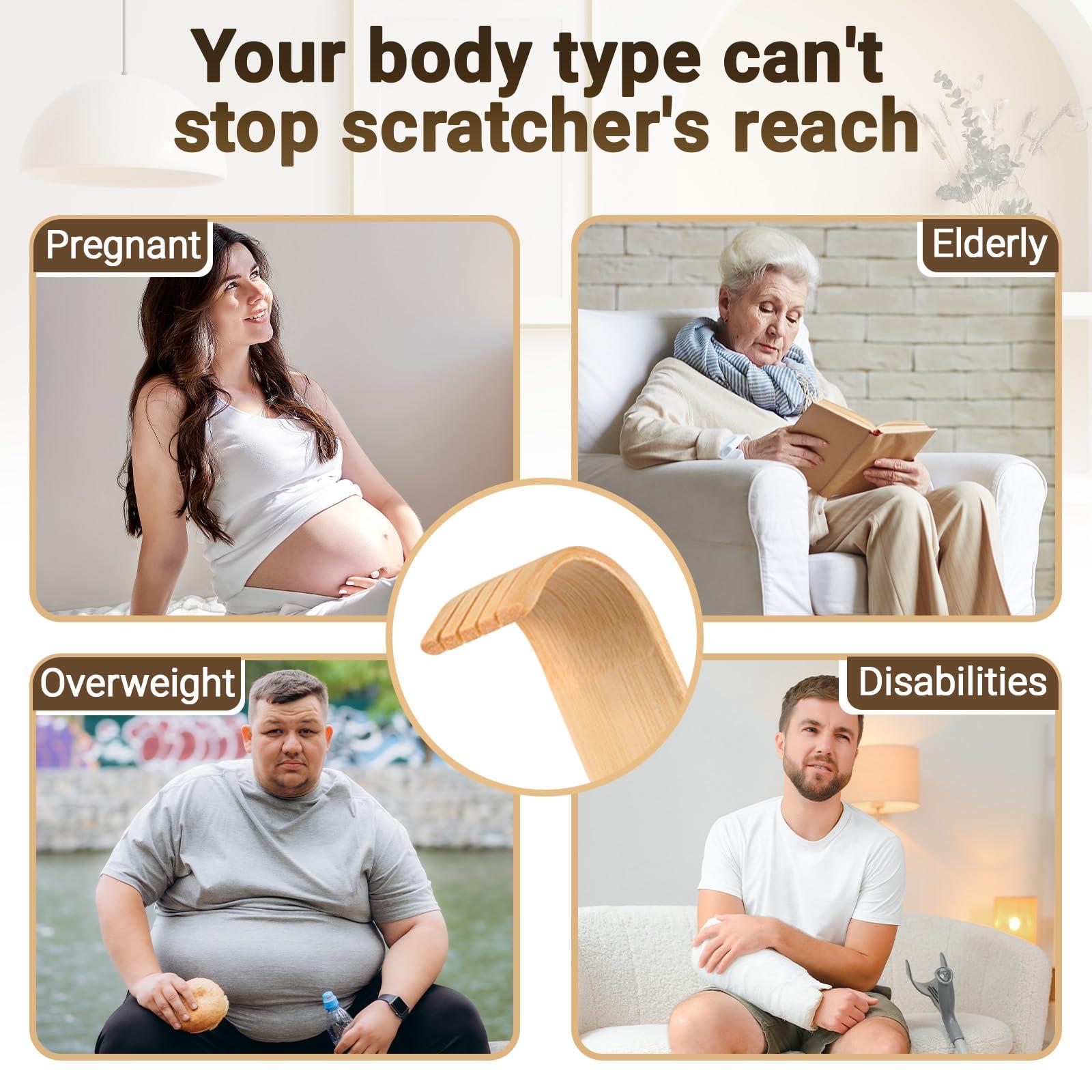 Renook RENOOK Bamboo Back Scratchers, 3 Pieces Thicken Extended Wooden Personal Massager for Women and Men,17'', Provide Instant Relief from Itching, Good Practical and Novel Gifts