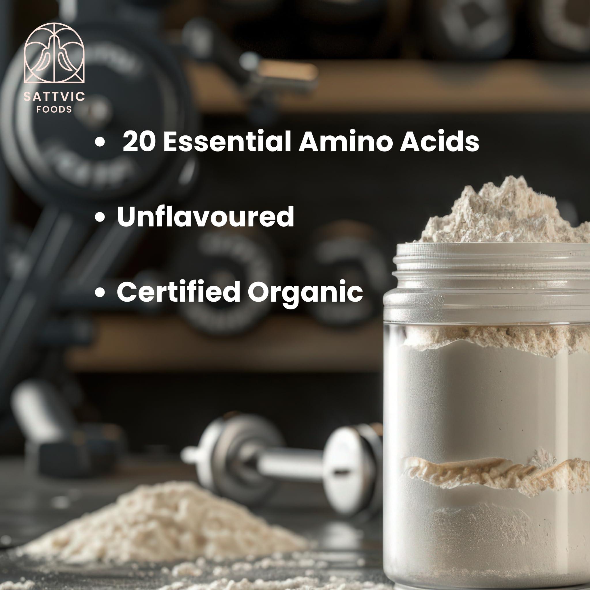 Sattvic Foods Sattvic Foods A2 Whey Concentrate 80% Protein Powder (1 kg) | Certified Organic, Unflavoured Grass-Fed, Non-GMO, Performance Grade Protein Powder | 19.5 g Protein per Serving