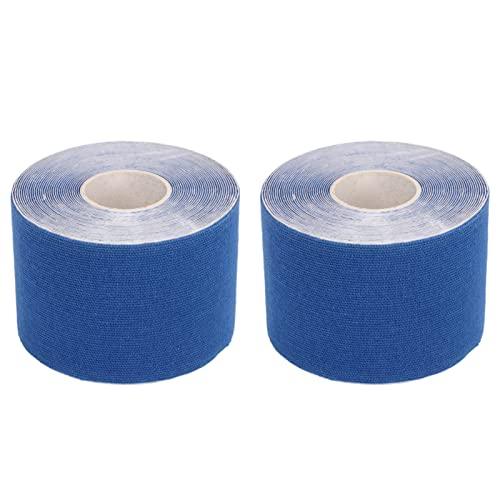 HAIBING Sports Recovery Tape Grid Back 5m Length 5cm Width 2pcs Athletic Kinesiology Tape for Badminton (Dark Blue)