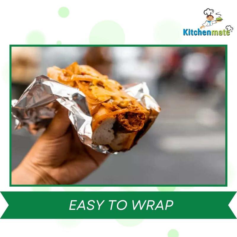 Kitchenmate Kitchenmate 9 m Aluminium Foil for Food Packing, Wrapping, Baking, Storing and Serving, Keeps Food Safe & Flavourful, Microwace Safe Foil Paper for Food Wrap Non Toxic-(Pack of 3)