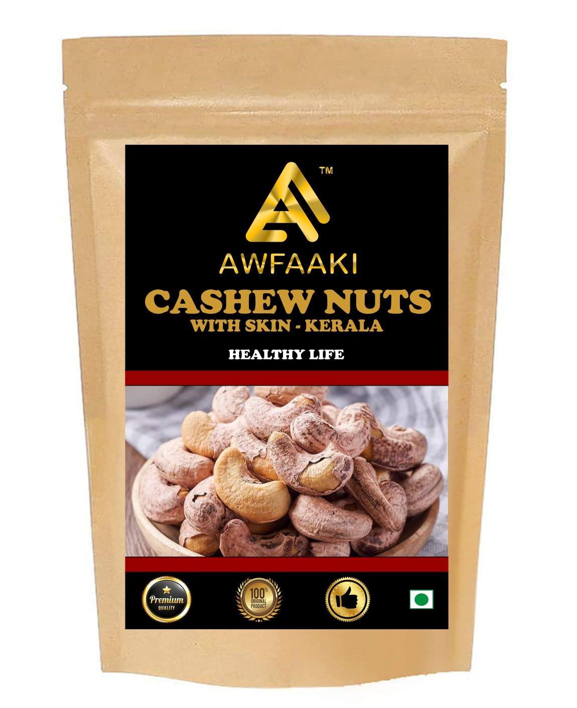 AWFAAKI Awfaaki Cashew Nuts With Skin | Kaju With Skin | Kerala Skin Cashews (500 g)