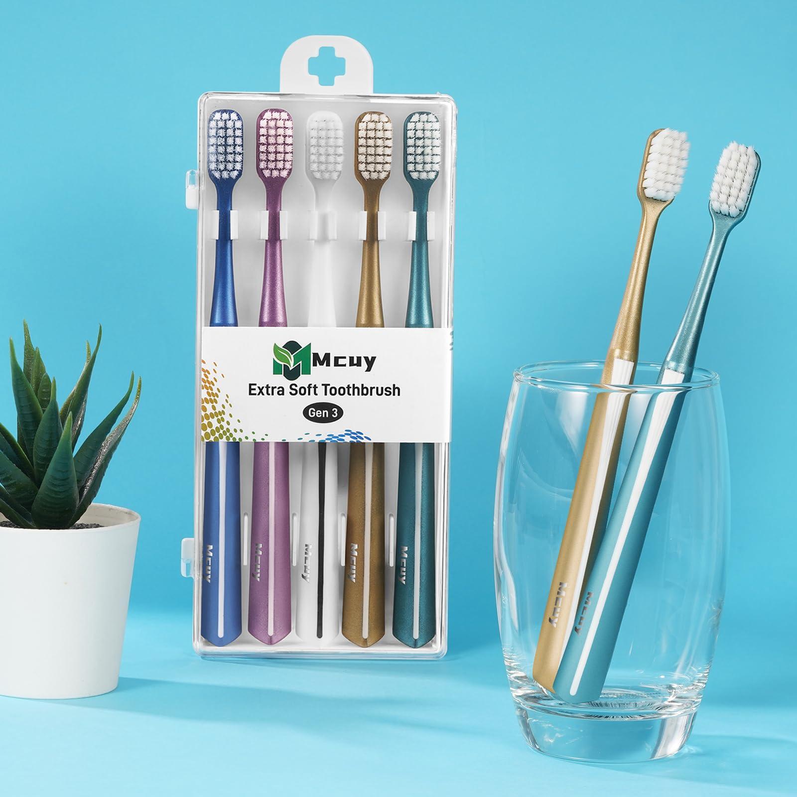 Dr. White Dr. White 10000 Bristle Micro Nano Toothbrush For Sensitive Teeth And Gums Care, Extra Soft Silko Toothbrush For Adults And People With Braces, 4 Count - Manual, White, Black, Gold, Gray