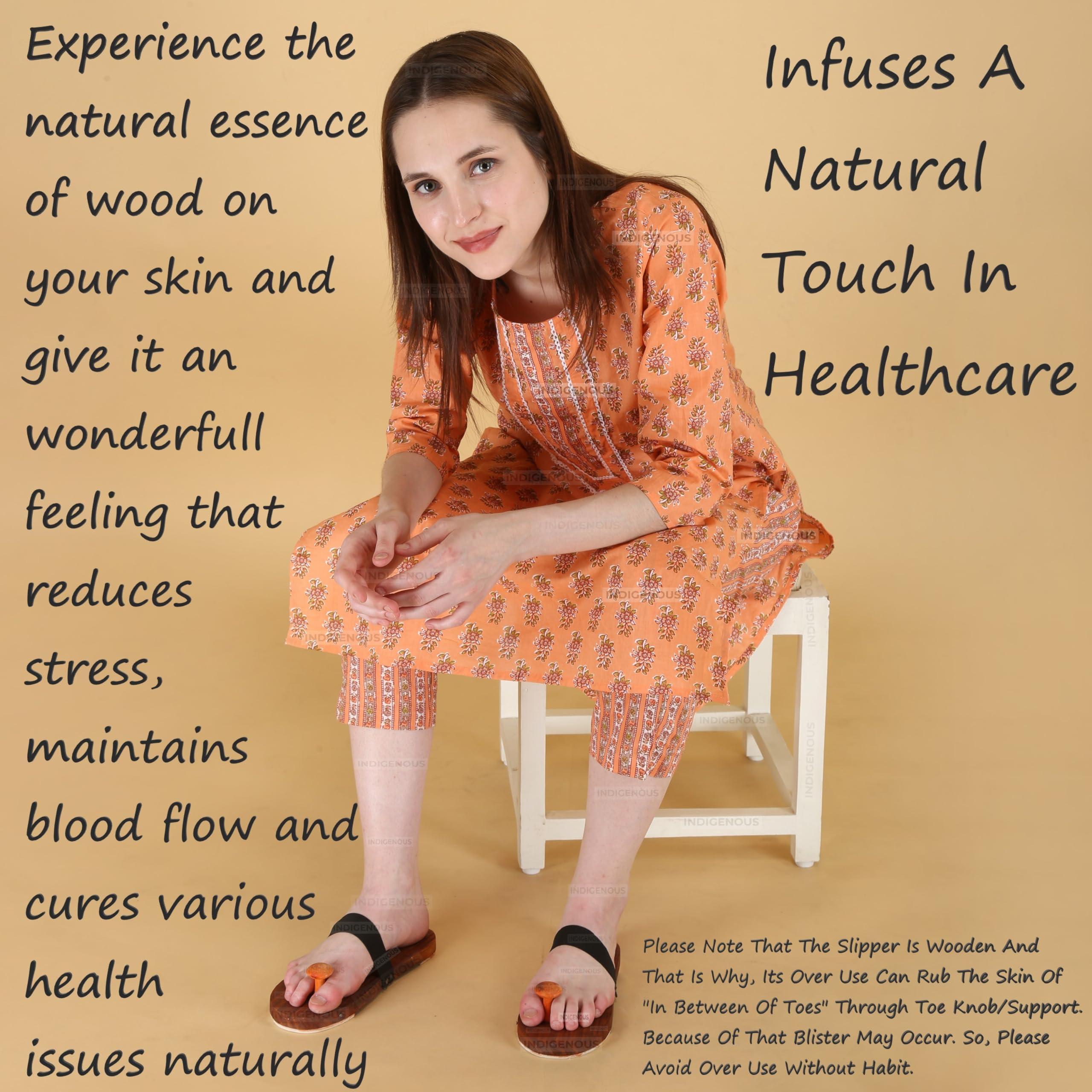 INDIGENOUS INDIGENOUS Handcrafted Traditional Indian Khadau Slipper Or Ancient Foot Reflexology Massage Footwear For Man And Women (Regular/Plain) Size-10