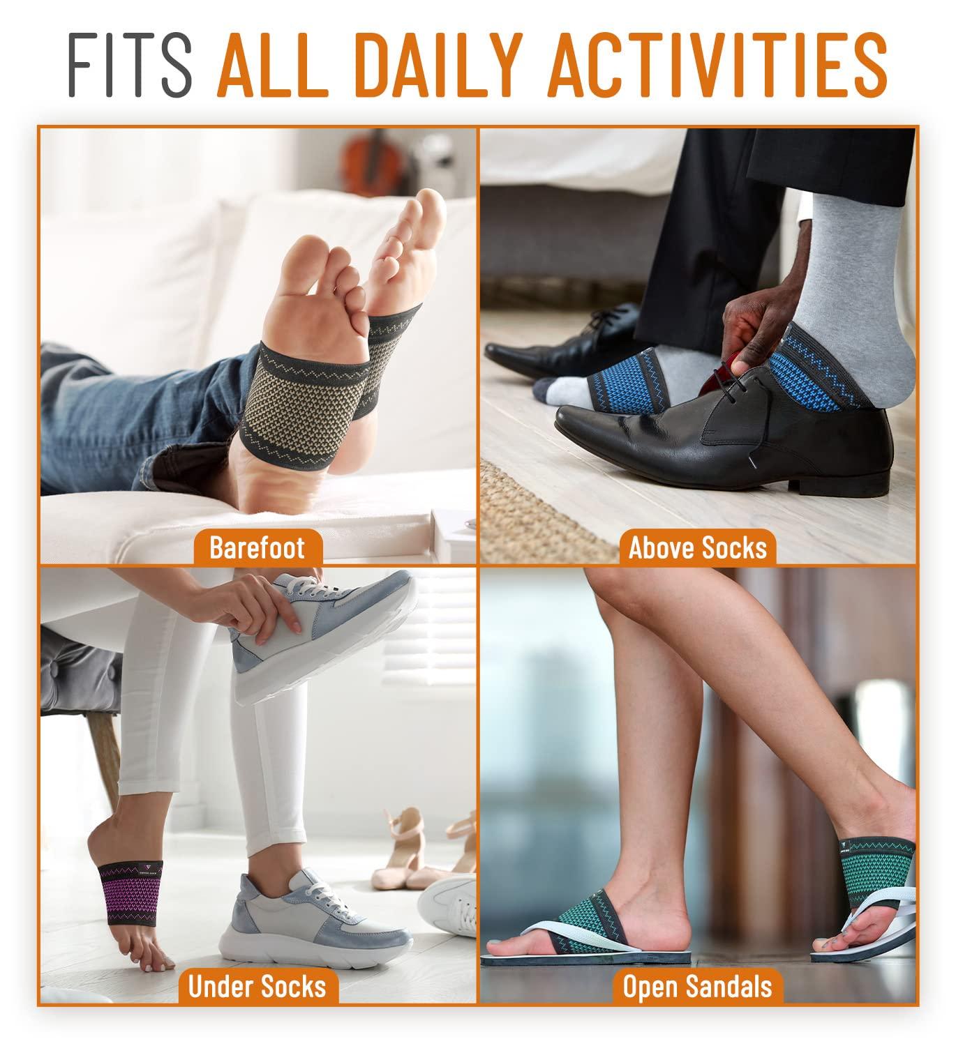 COPPER EDGE Copper Edge Copper Arch Relief Plus Support for Plantar Fasciitis. 2 Half Socks/Sleeve Compression Brace for Women and Men. Orthotics Feet Pain Aid Fit for Flat/High/Fallen Arches, Heel Spurs & Foot Care