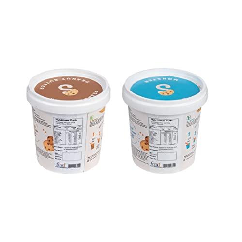 Scoopski Scoopski Edible Cookie Dough Pack of 2 Peanut Butter + Monster, | 4 ways to Eat - Eat Raw, Dunk It, Bake Into Cookies, Top it Over Dessert | No Raw Flour, No Artificial Preservatives, Eggless, 220gm