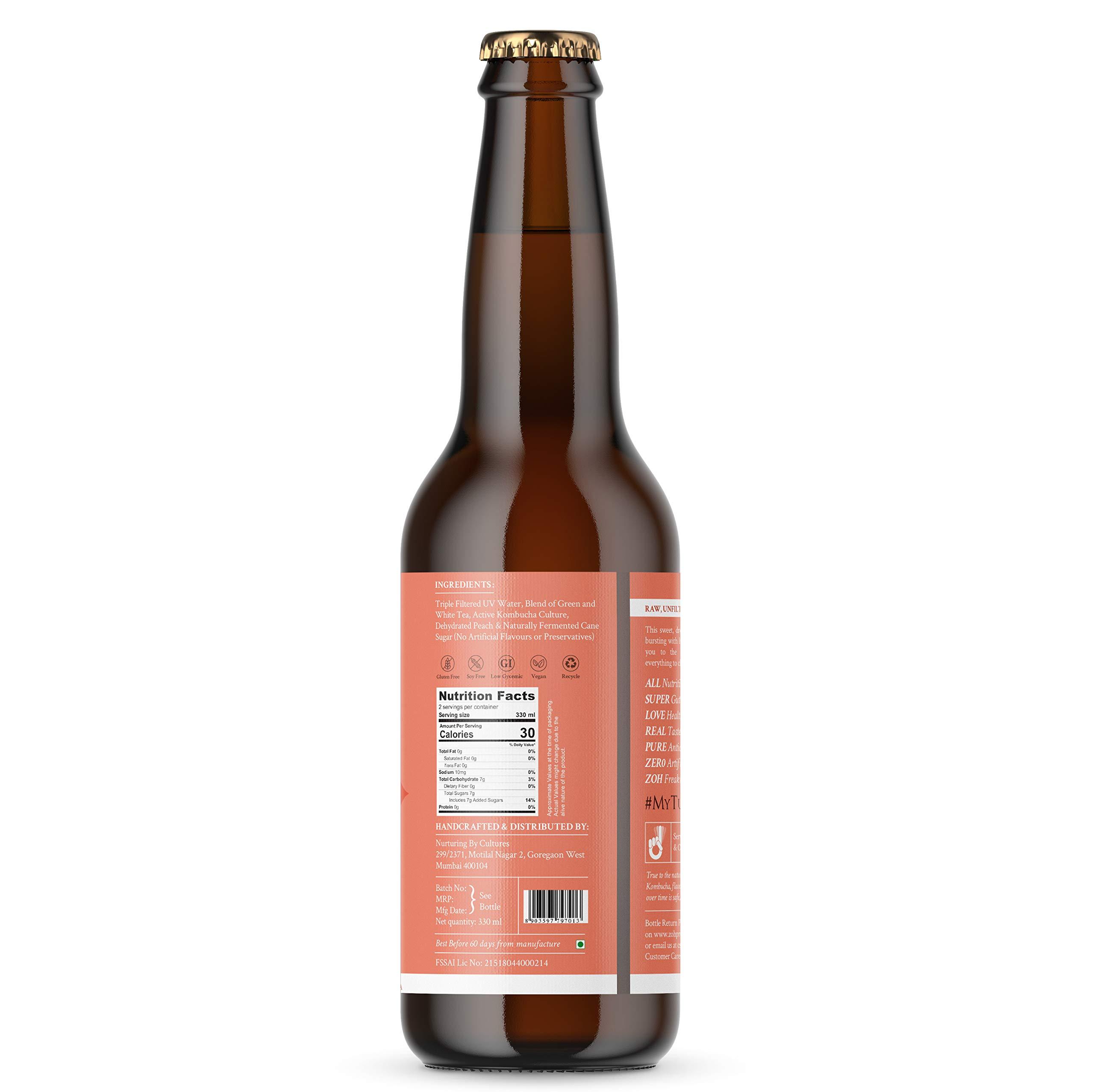 Zoh Zoh Probiotics Kombucha-(330Ml,Pack Of 3) Peach,Lavender&Kashmiri Kahwa Kombucha. Probiotic&Antioxidant Rich Raw Sparkling Tea,Low Sugar,Vegan,&With Gut Healing Active Cultures.,330 milligrams