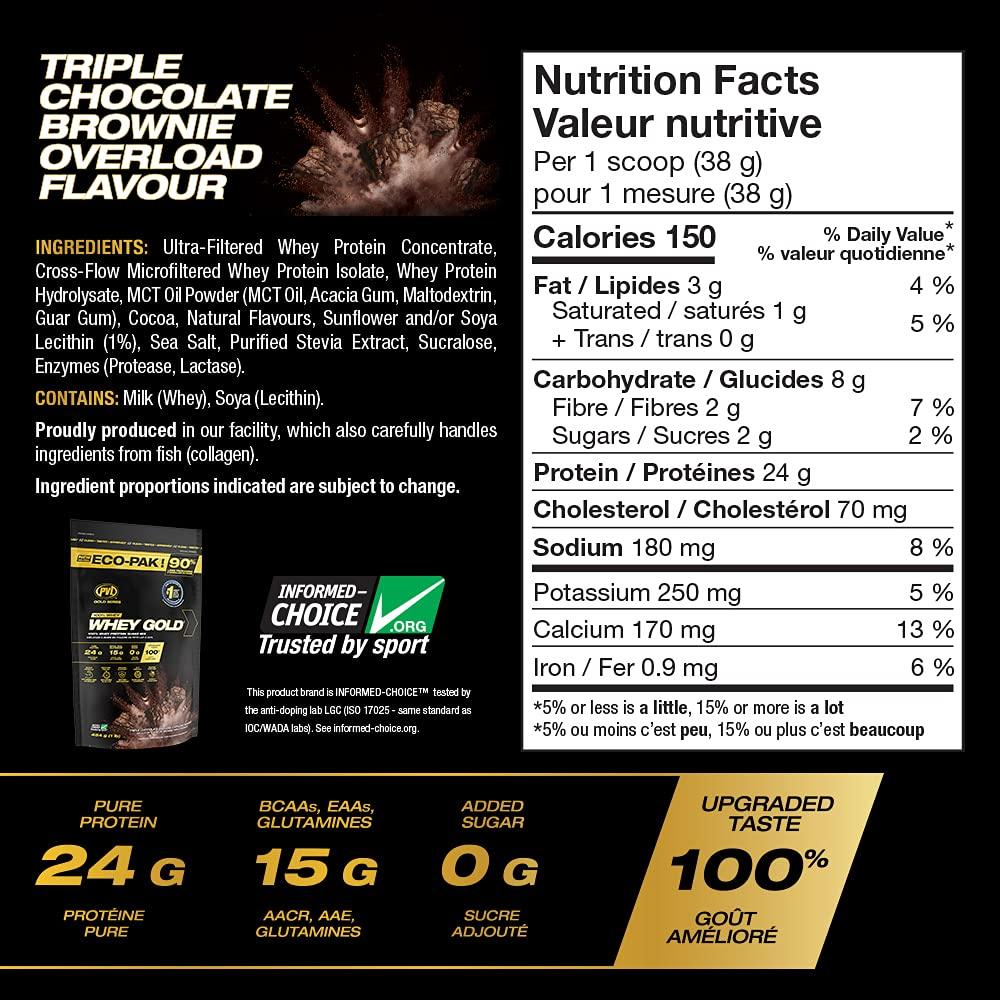 PVL PVL Gold Series Whey Gold Protein Powder Triple Chocolate Brownie Overloaded (1 Lbs)