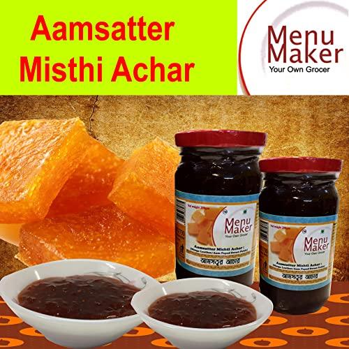 Menu Maker Menu Maker Select Premium Chaltar Achar [Elephant Apple Pickle] and Aamsatter Mishti Achar [Mango Leather/Aam Papad Sweet Pickle] Combo Pack, 250g Each