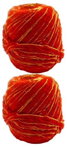 Generic Kalava Kalawa Pure Cotton Moli Kalawa Dhaga Pooja Dhaga Mauli Dhaga Raksha Sutra Sacred Thread Red and Yellow, Set of 2 || L02