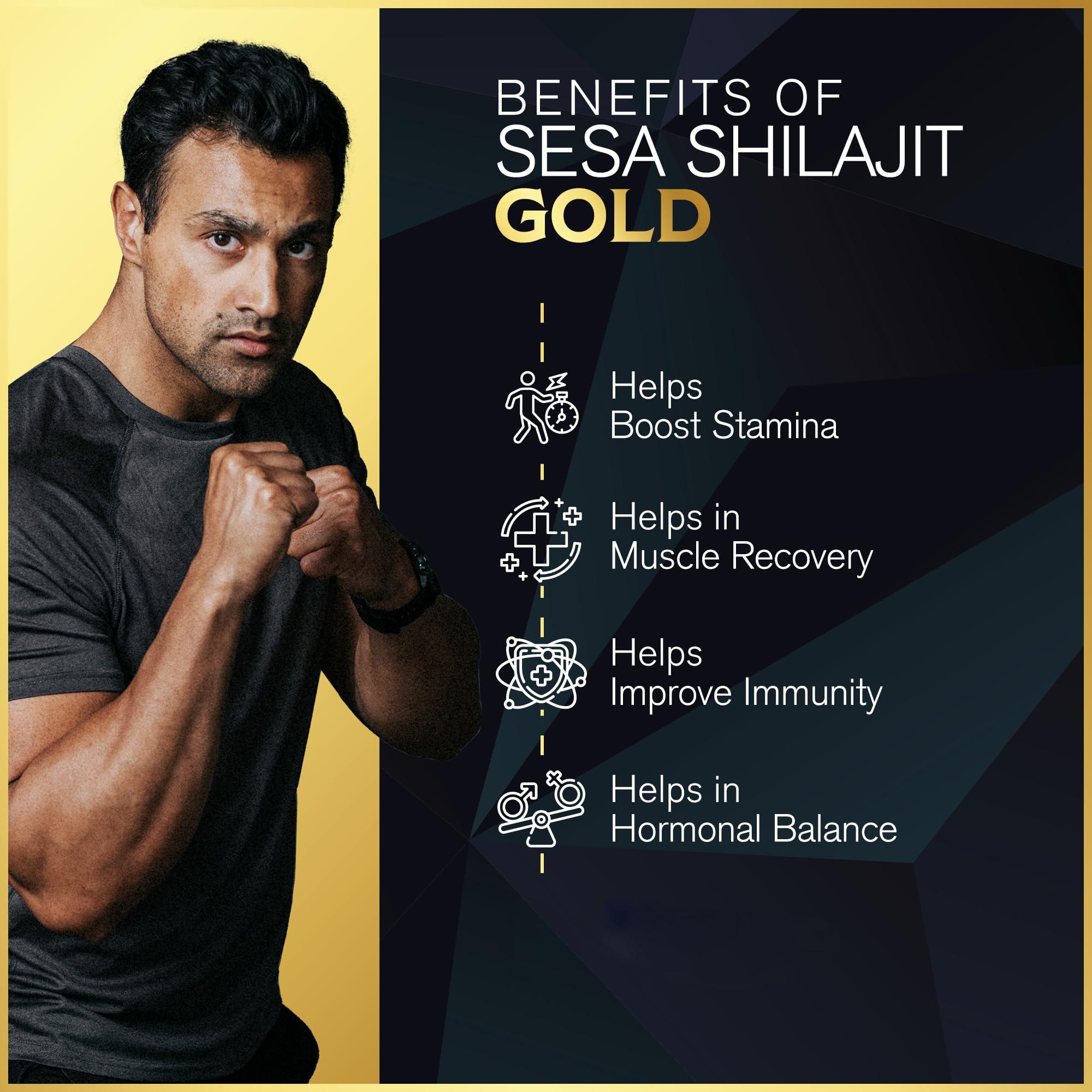 sesa SESA Shilajit Gold Resin 40g With 24k Gold 60%+ Fulvic Acid (Certificate Included) Helps Boost Stamina, Immunity & Muscle Recovery 100% Ayurvedic - 20 g (Pack of 2)