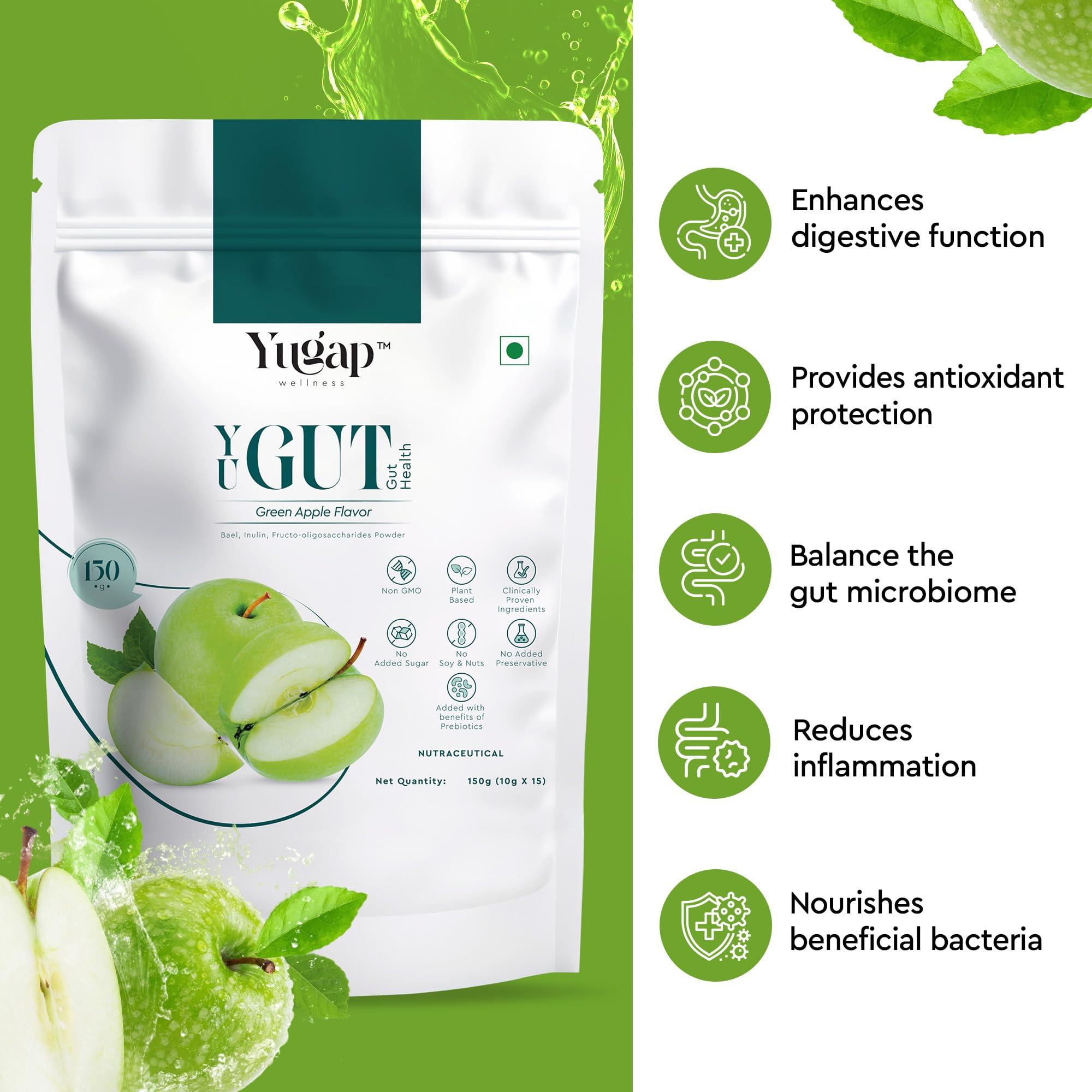 YUGAP WELLNESS Yugap Yugut Health Sachets | Bael Extract, Prebiotic Dietary Fiber | Supports Digestive Health, Regular Bowel Movements, Gut Integrity, and Immune Function (Pack of 1)