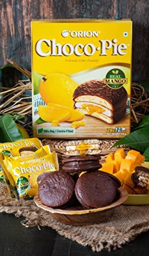 ORION Fruity Choco Pie Combo - Mango & Strawberry Choco Pie, 4x12 pc Pack | Centre-Filled Chocolate Biscuit