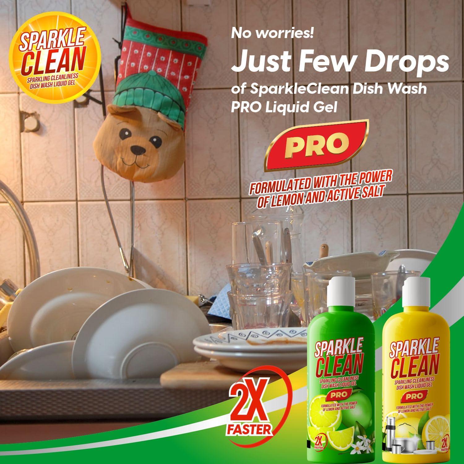 Parle Ropvatika Parle Ropvatika SparkleClean Dishwash Liquid Gel 1 Liter - Pack 3 Refill (1 Liter Pack 3, Orange (1) Lemon Yellow (1) Lemon Green (1))