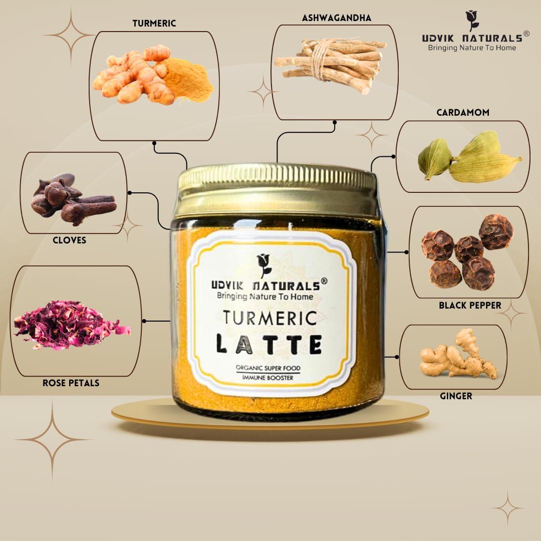 Udvik naturals UDVIK NATURALS TURMERIC LATTE | POWERFUL ANTIOXIDANT BLEND | ORGANIC SUPERFOOD | ALL NATURAL INGREDIENTS | NO ARTIFICIAL FLAVOUR | IMMUNE BOOSTER