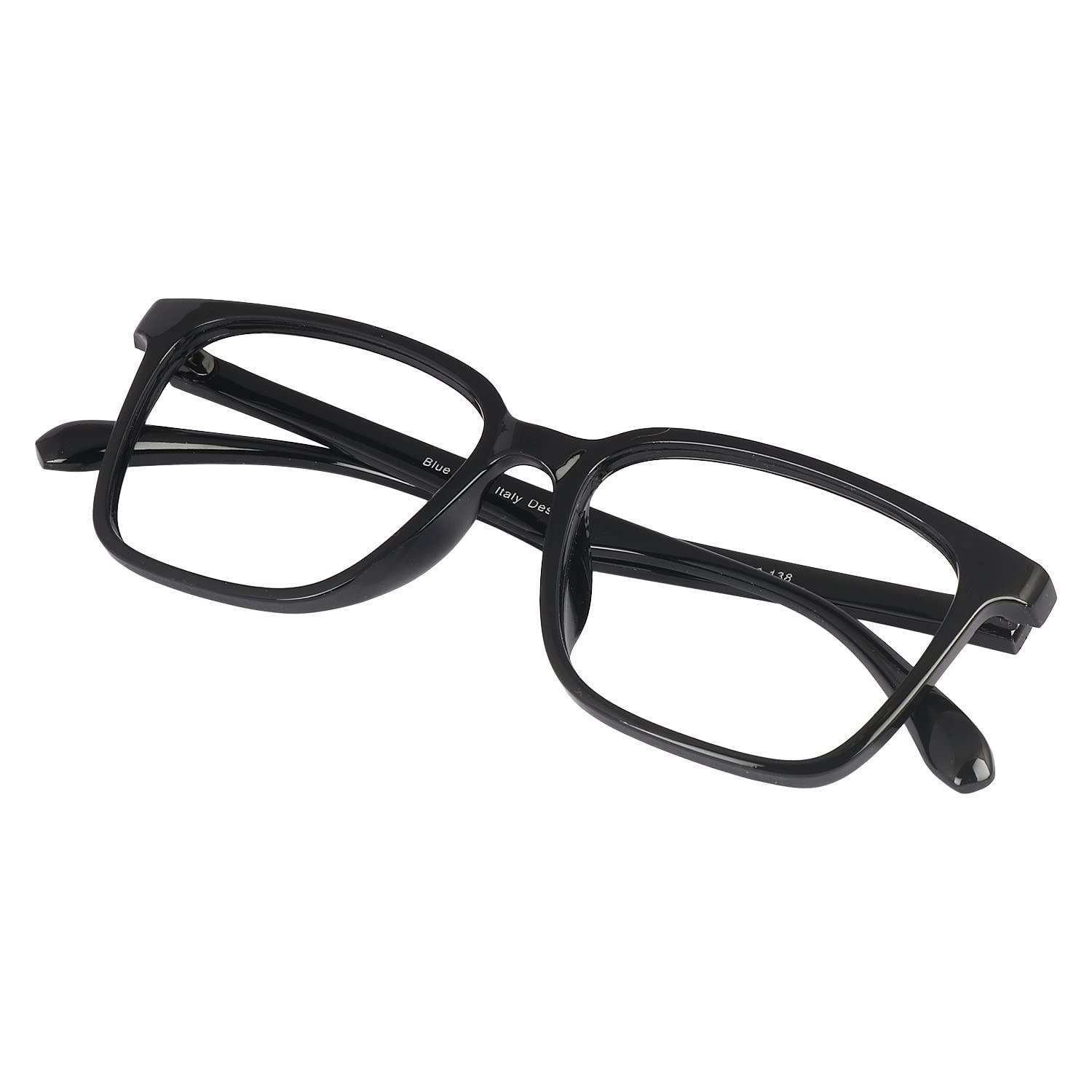 Dervin Dervin Blue Light Blocking Glasses Gaming Filter Transparent Square Eyeglasses for Eye Protection Men and Women, Computer/Tablet/Laptop/Mobile/TV, Anti-blue & Anti eyestrain (Black)