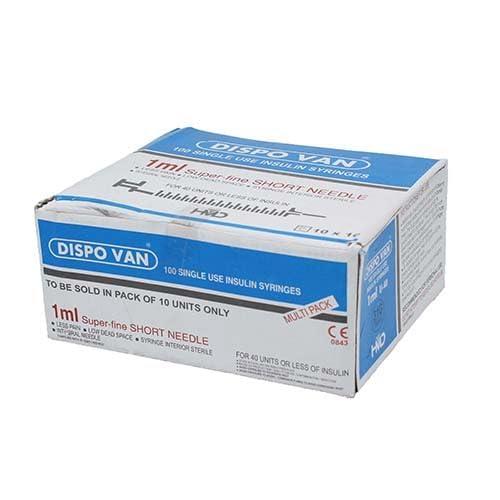 Anmol Anmol Dispovan 1Ml Single Use Bd Insulin Syringe With Needle(Multicolor)(100 Pcs)