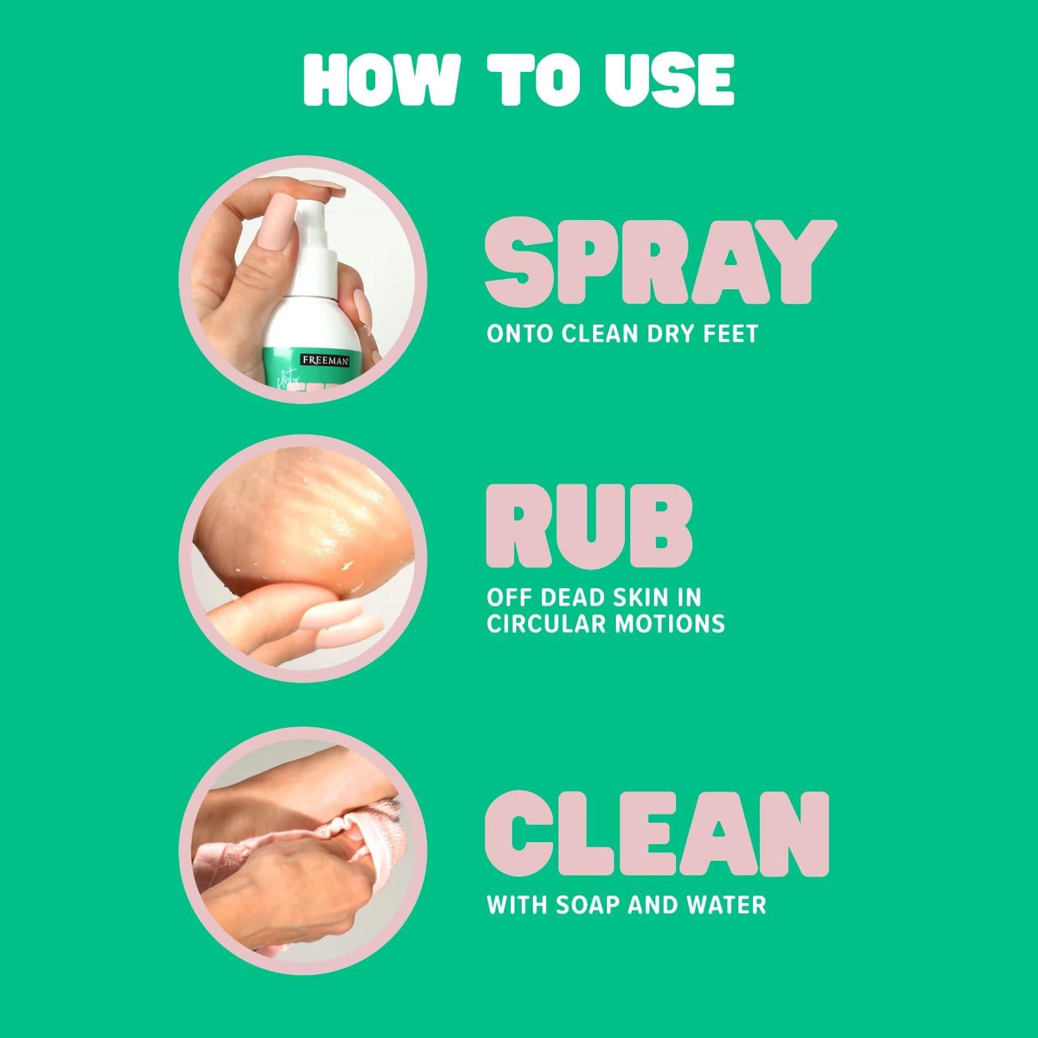 Freeman FREEMAN Beauty Flirty Feet Instant Peeling Foot Spray, Coconut and Aloe, Blue, 4 Fl Oz