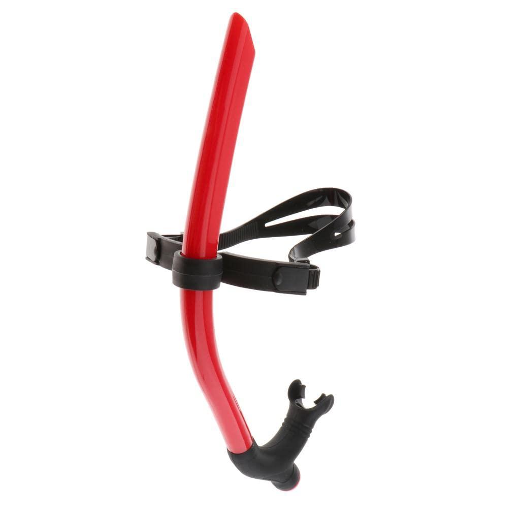 UJEAVETTE UJEAVETTE Swimming Center Snorkel Silicone Breathing Tube Adjustable Head Strap Red