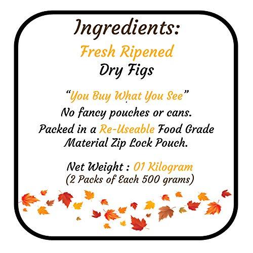 Let's Gonuts Real Wealth For Your Health Anjir Dry Figs 1kg Anjeer Raw ( Dry Fruit Afghani Anjira Anjura ) ( 2 Packs of Each 500g )