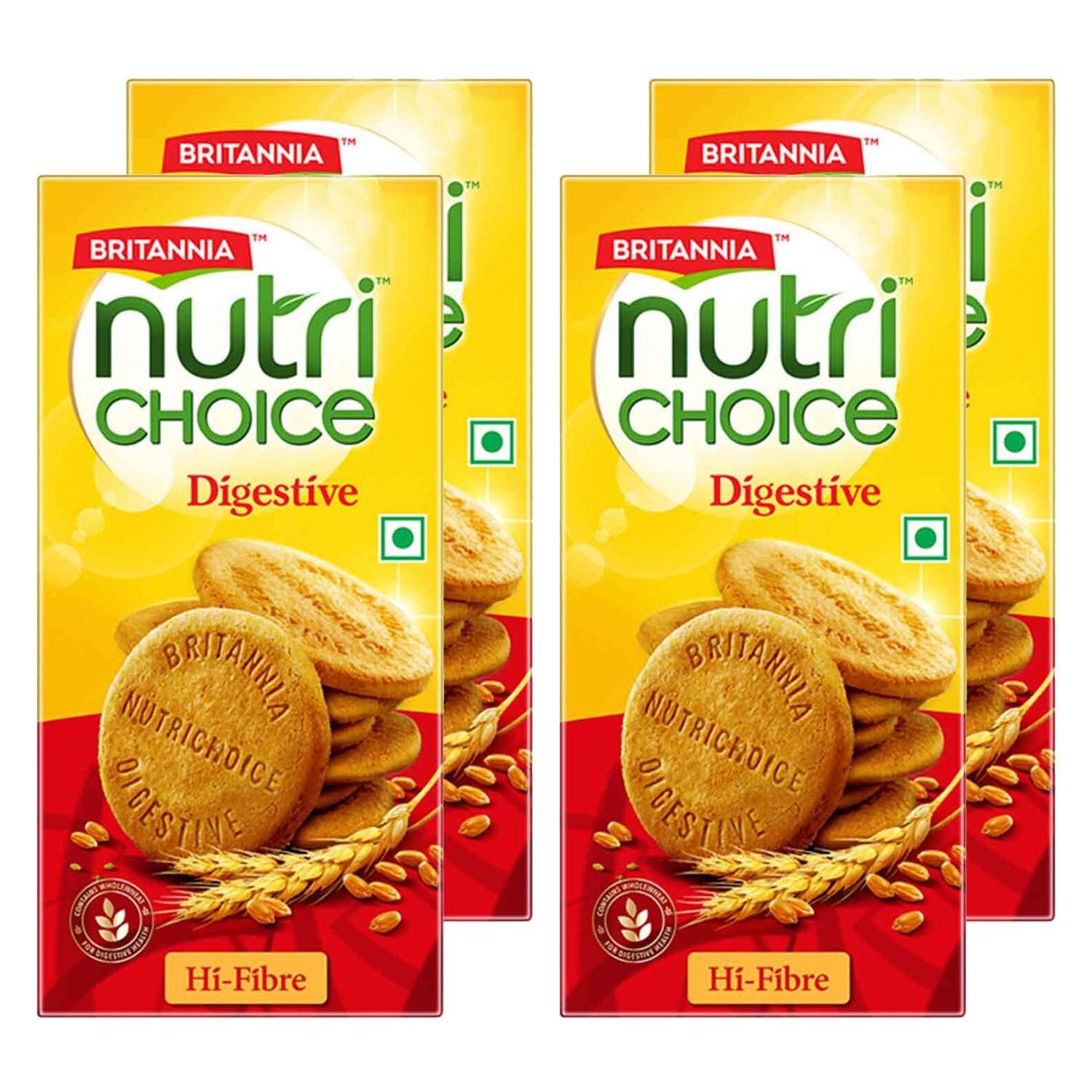 Britannia Britannia Nutri Choice High Fibre Digestive Biscuits, 250 g Pack of 4