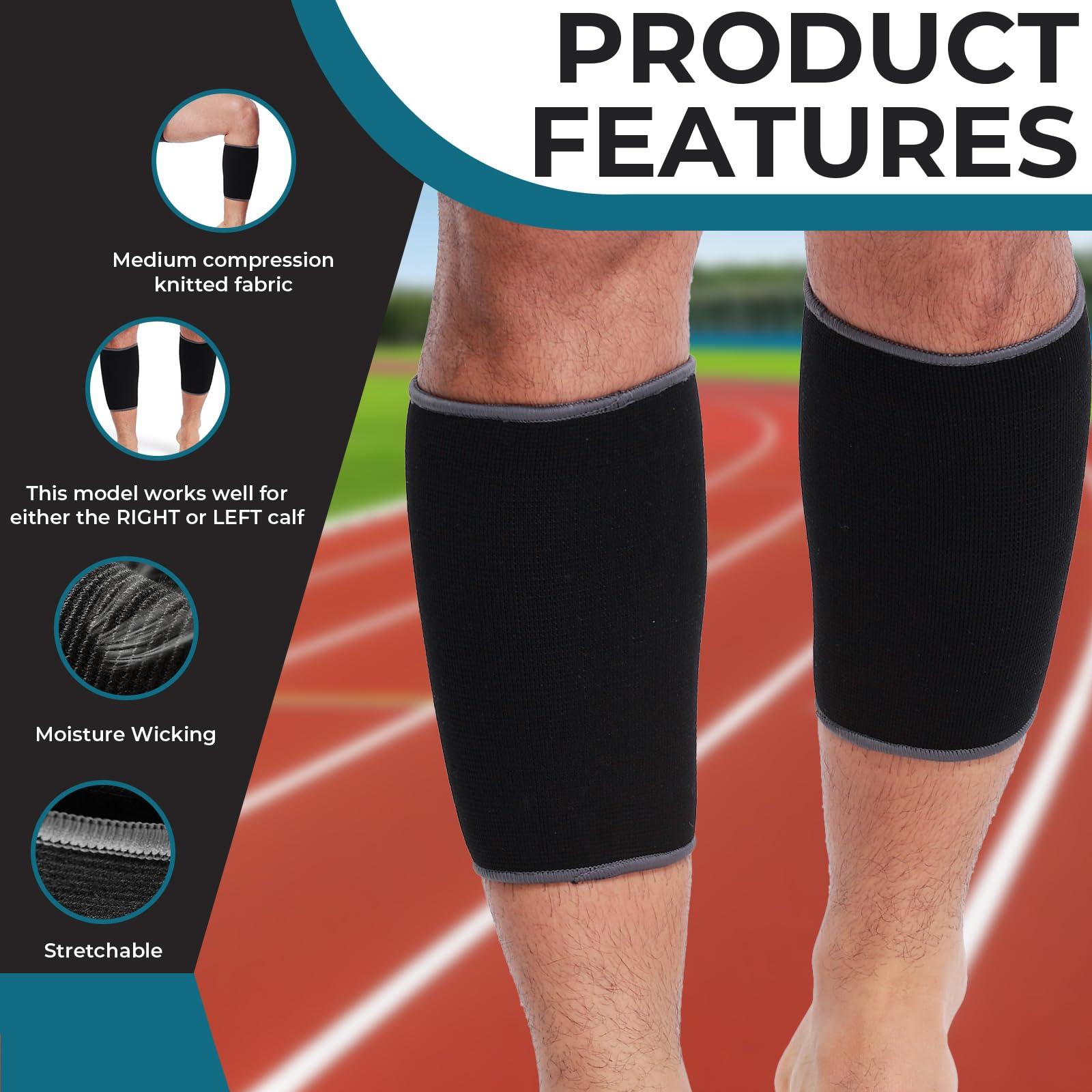 NEOtech Care Neotech Care Calf Support Sleeve (1 Pair) - Elastic & Breathable Knitted Fabric - Medium Compression - Black Color (Size XL)