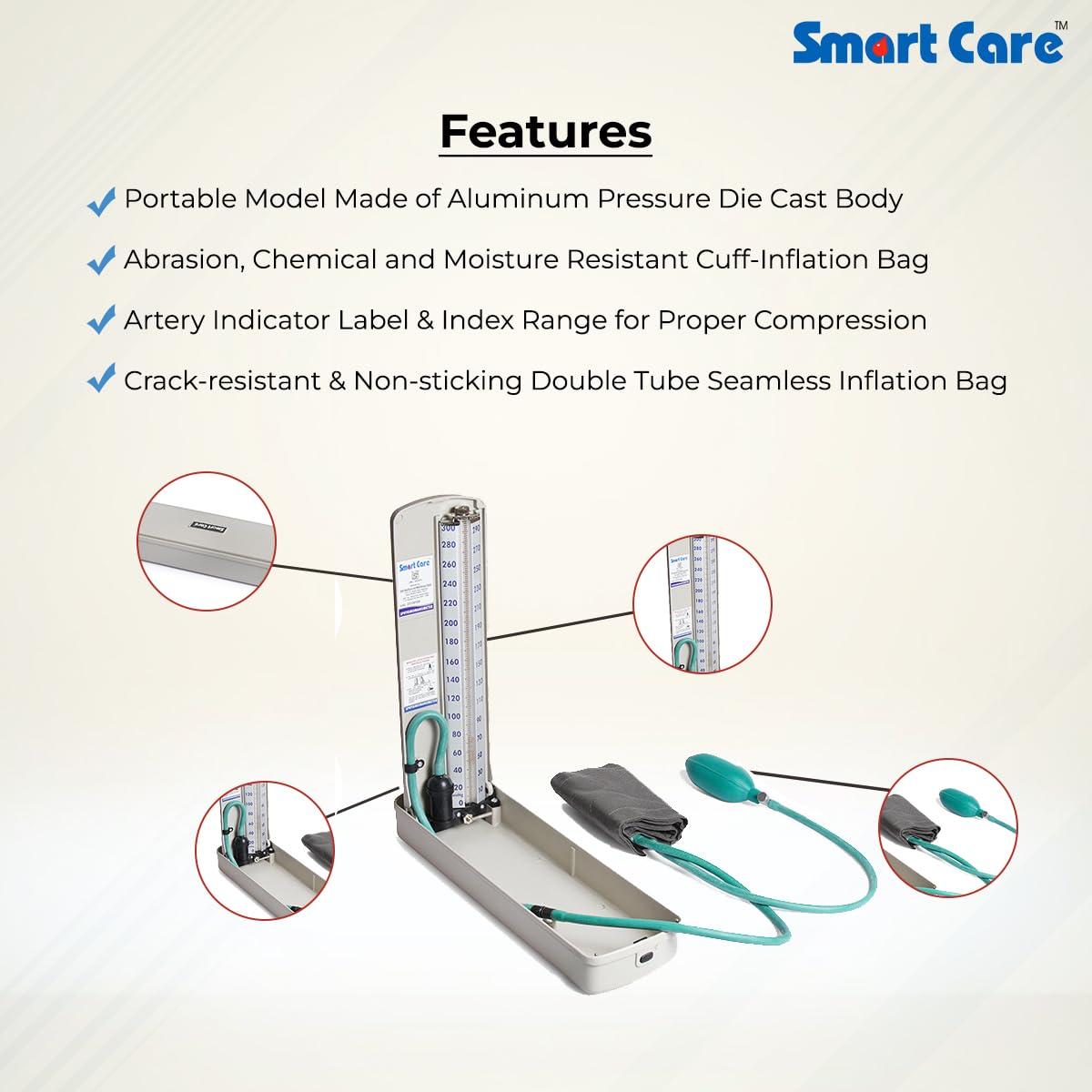 Smart Care SMARTCARE Mercury Blood Pressure Monitor | Precision Sphygmomanometer for Accurate Readings and Health Monitoring