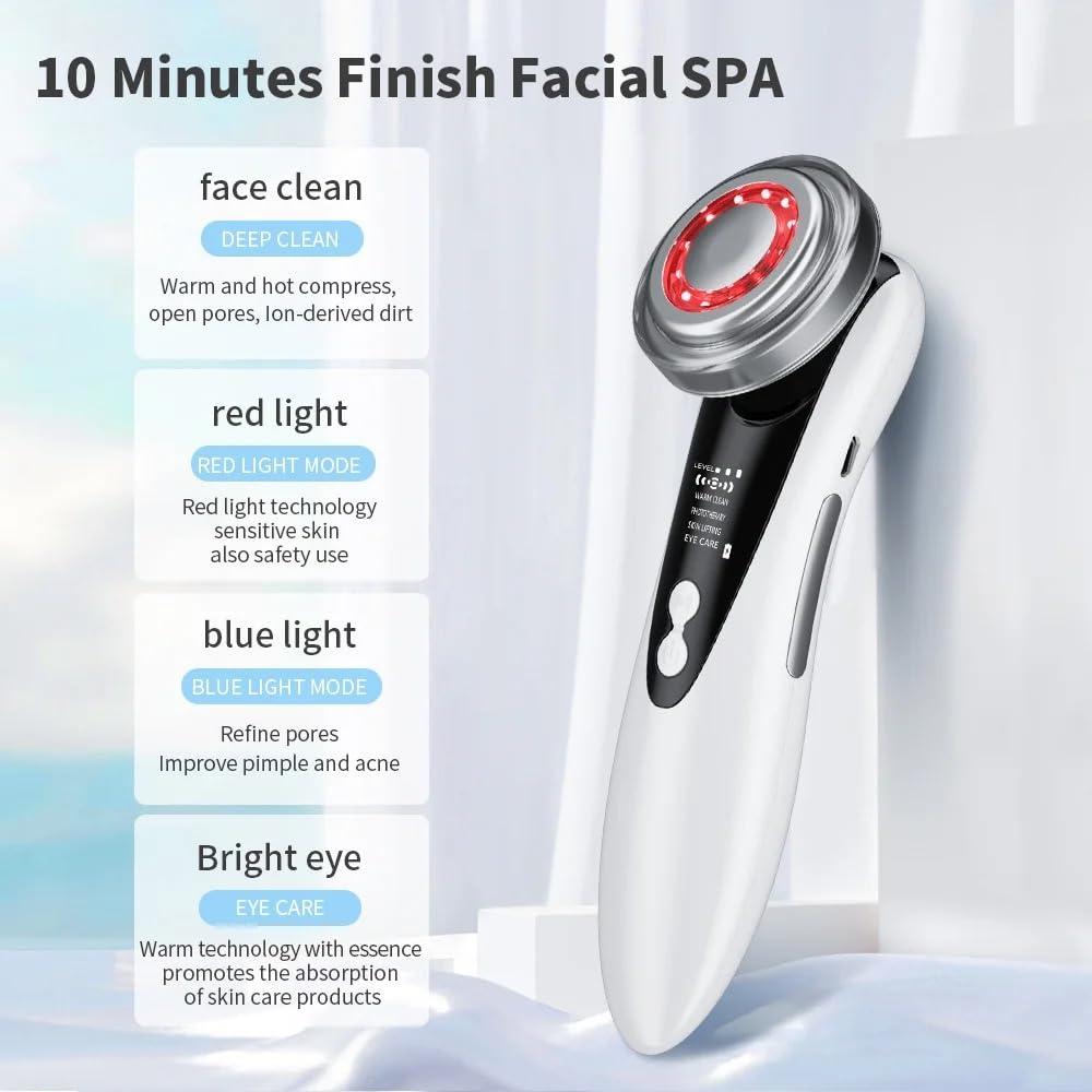 S A ENTERPRISE , India 5 In 1 Face Lifting Skin Rejuvenation Massager Red Blue Light Photon Therapy Eye Care Facial Cleaning Beauty Device