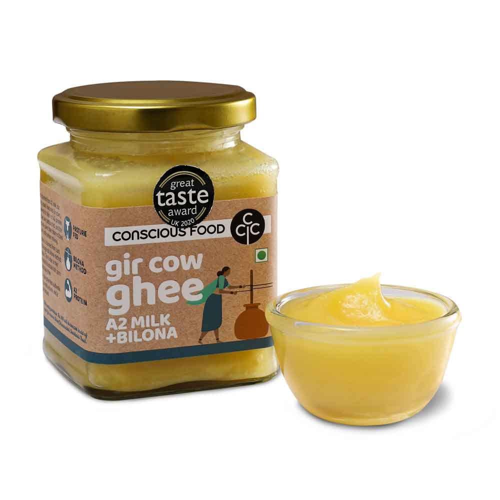 Conscious Food Conscious Food A2 Gir Cow Ghee | 200g | with Pure A2 Milk | Grass-fed, Cultured, Premium & Traditional Bilona Ghee | Immunity Booster