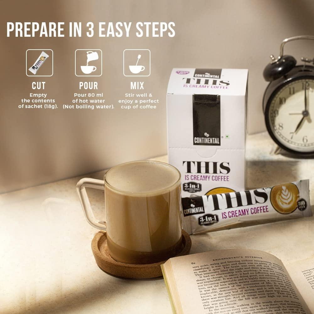 Continental This Continental This Creamy Coffee 180 Gram | 3In1 Instant Premix Coffee Powder | 20 Sachets | Just Add Hot Water - Caf? Like Coffee