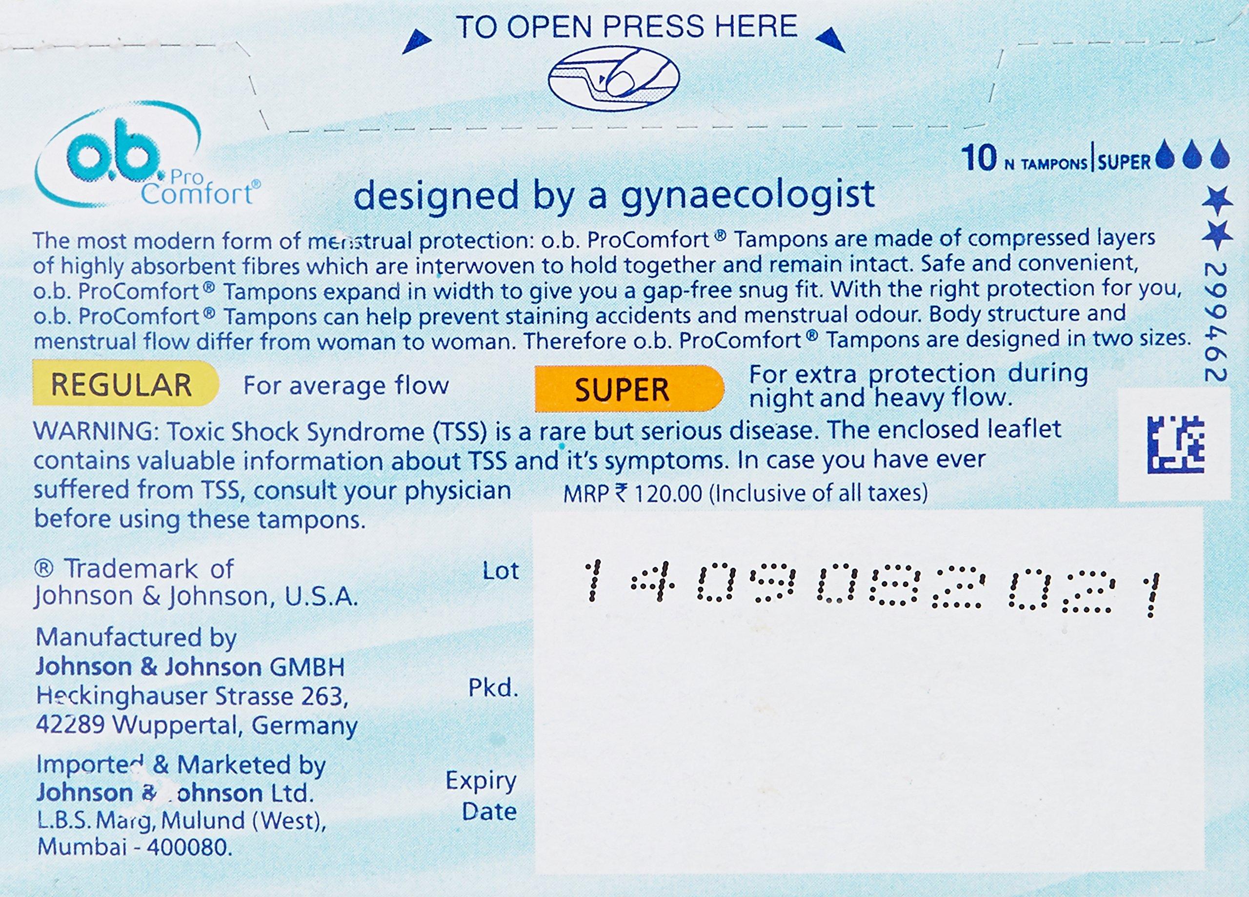 o.b. O.B. ProComfort Tampons - Super (Heavy Flow, 10 Piece)