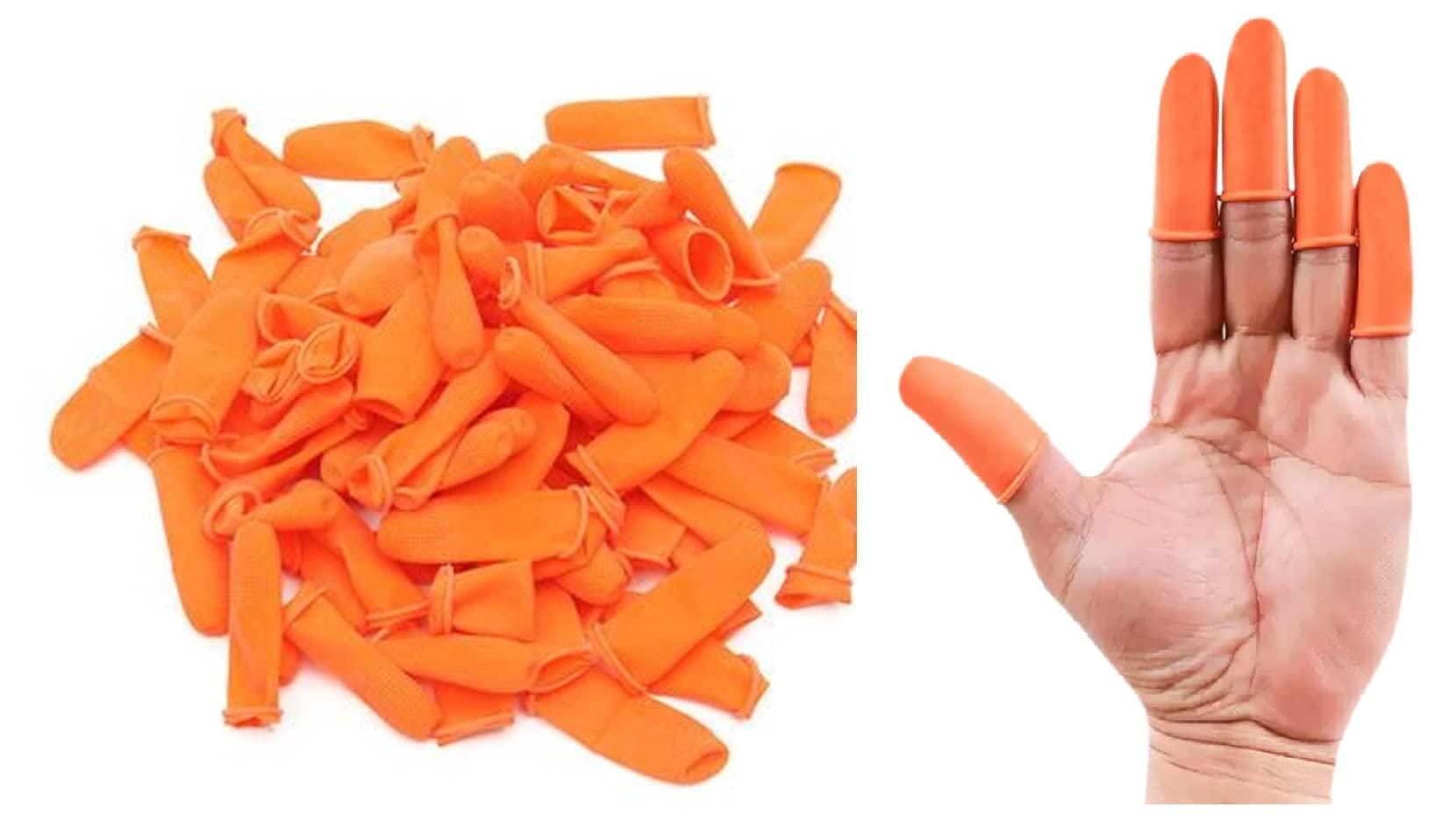 AASA AASA Reusable Finger Gloves Fingertips Finger Cot Anti Static Protective Finger Gloves for Kite Flying Kitchen Work For Electronics Work Set of 50Pcs Orange Pack of 1