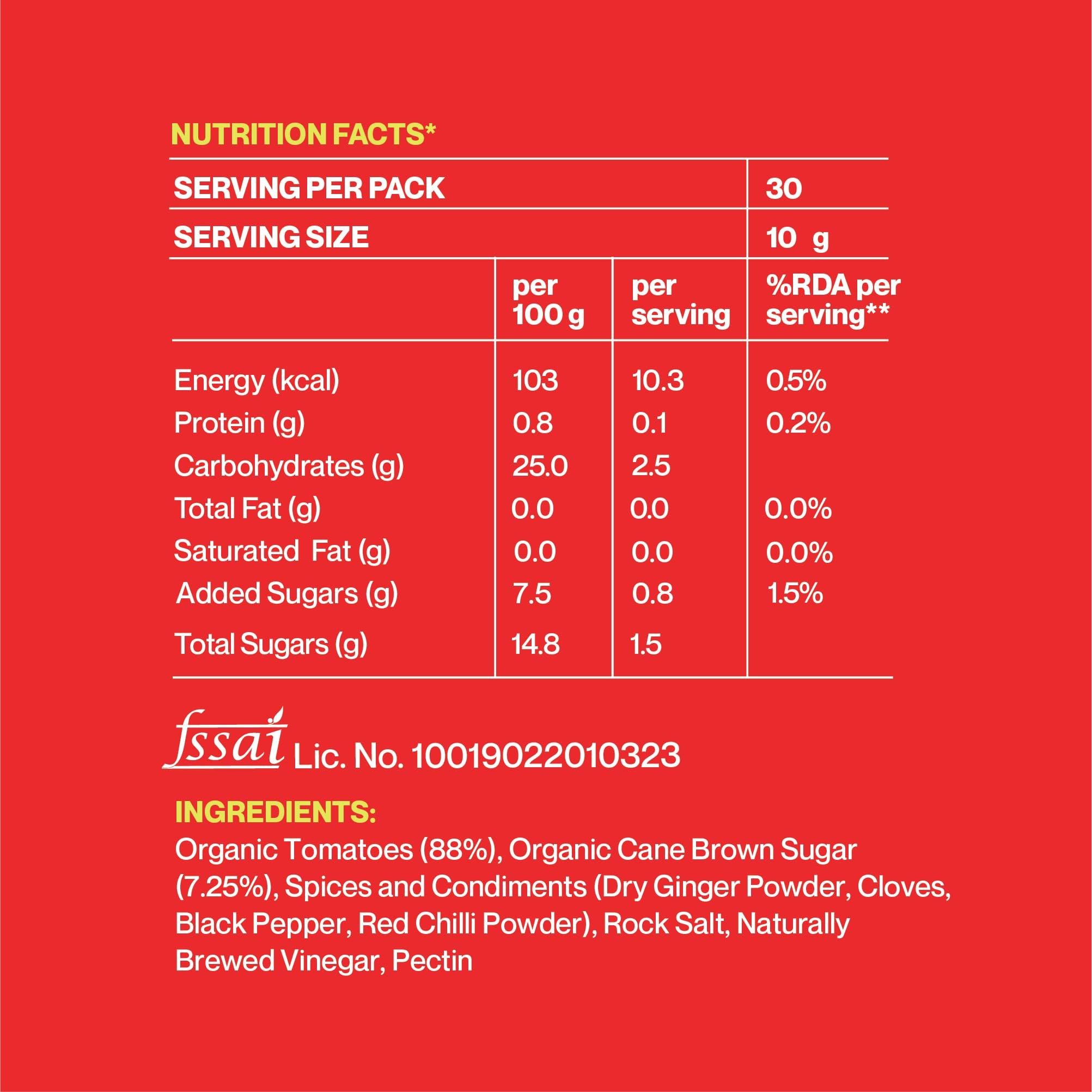 Zama Zama Organics Tomato Ketchup 300g Glass Bottle | Tomato Sauce | Organic ingredients | Organic Tomatoes | Tangy And Raw Flavour | Traditionally produced | No artificial Dyes and flavours