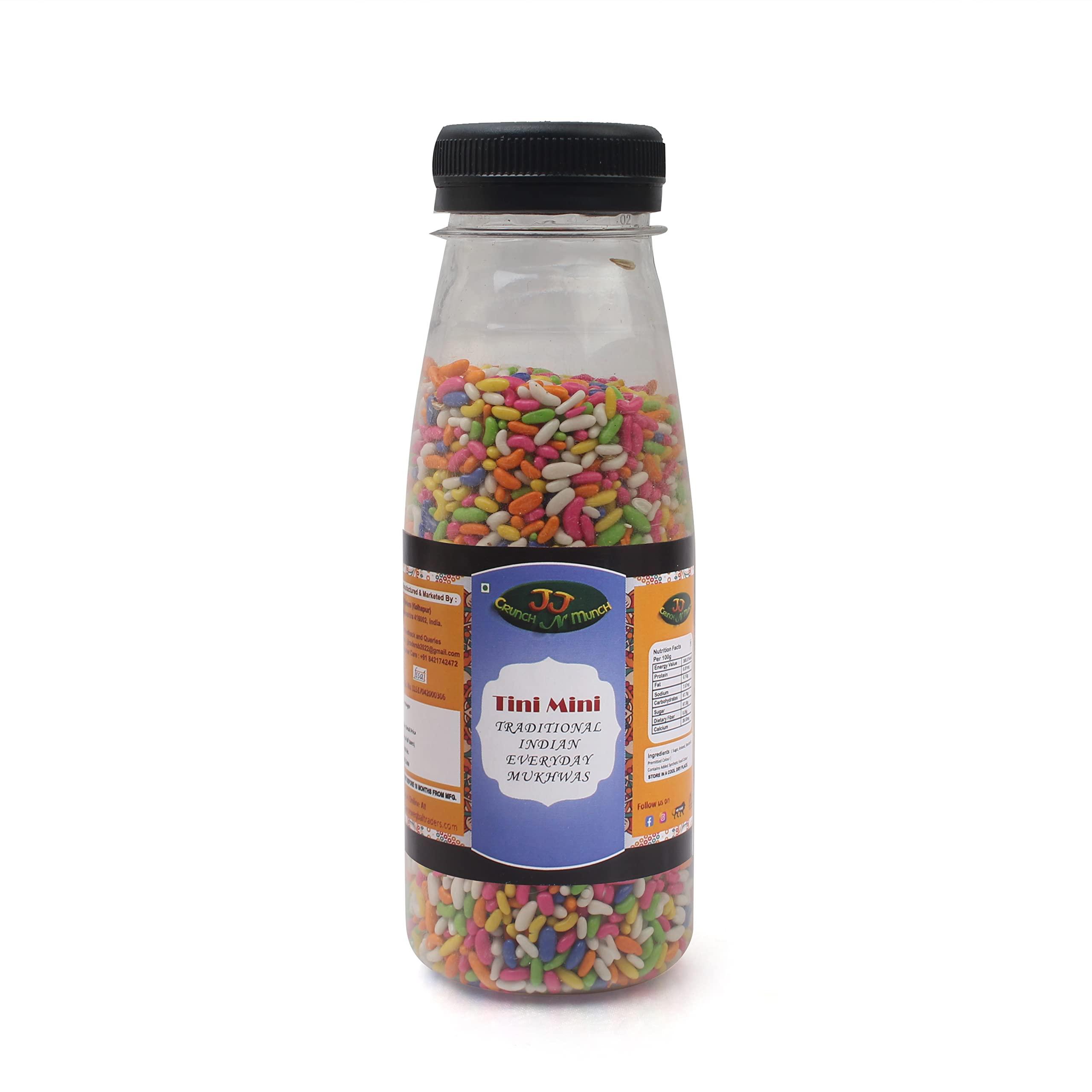 Generic J J Crunch N Munch, Mint Coated Fennel Seeds (Colorful Tini Mini Saunf) | 200 gm - Jar Pack | Mouth Freshener/Mukhwas.