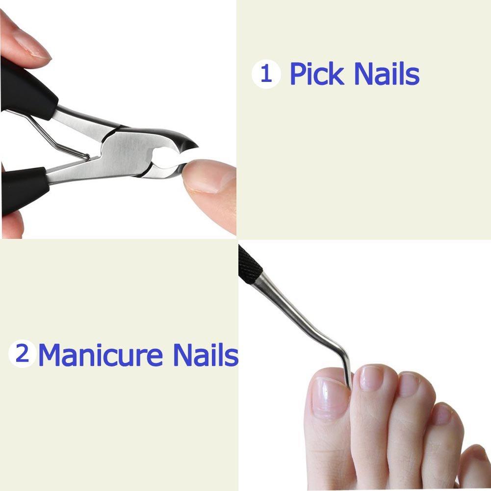 HongLanAo Precision Toenail Clippers for Thick or Ingrown Toenails, Sharp Stainless Steel Nail Cutter, Best Nail Clipper & Pedicure Tool for Seniors (Black/Roud)