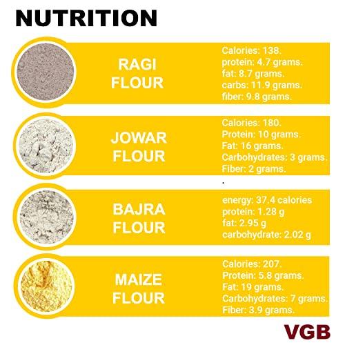 VGBNP VGBNP Flour | Bajra Flour + Jowar Flour + Maize Flour + Ragi Flour | All in one Pack - (2kg X 4)