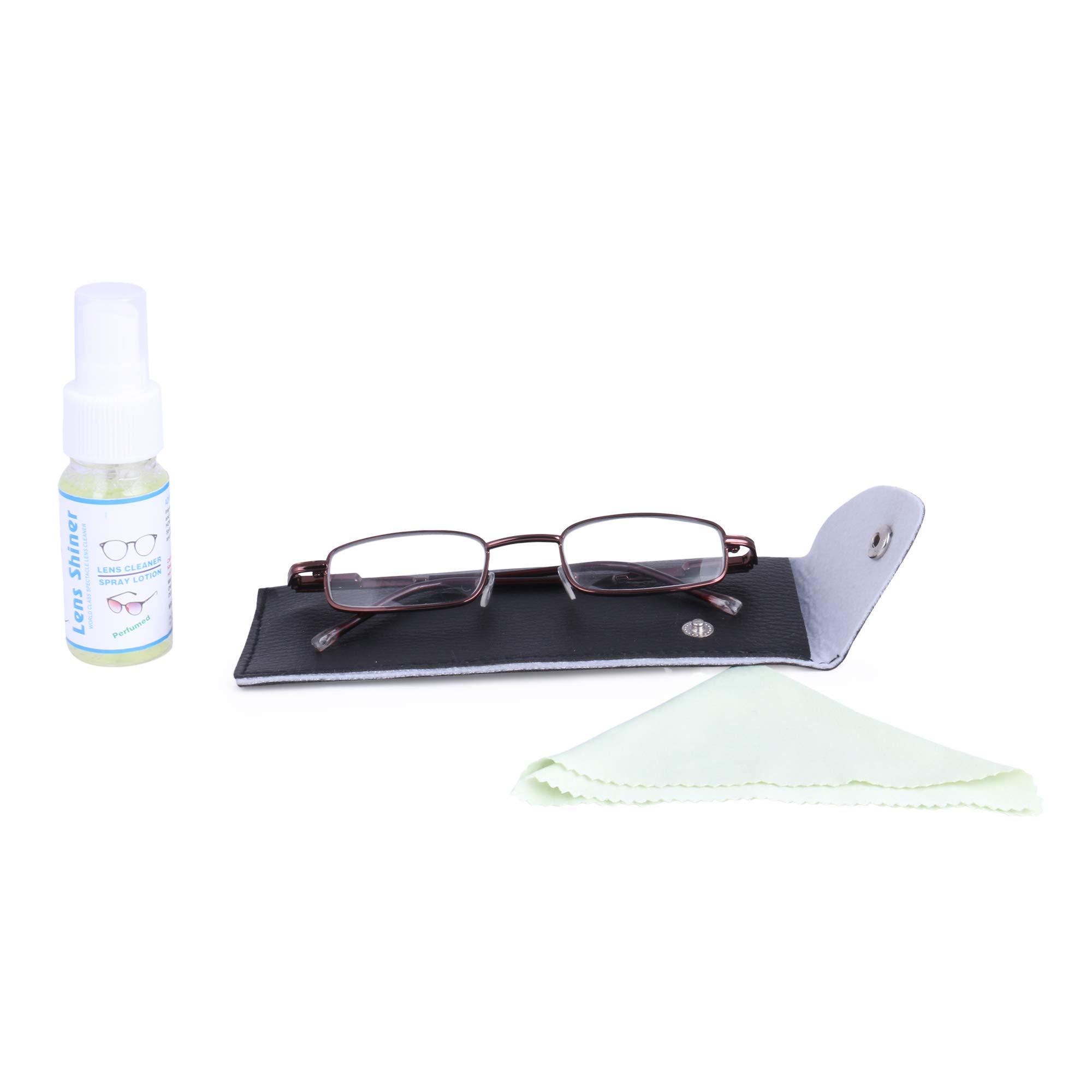 Poket Pocket Slim Formal Rectangular Light Weight Reading Glasses With Soft Leather Pouch, Lense Cleaner Spray And Selvet Cloth. ( +0.50,Copper )