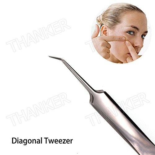 Generic Generic Diagonal Tweezer: Professional tweezers acne clip Best blackhead tweezer eyebrow medical grade Stainless Steel super sharp pinhead acne treatment