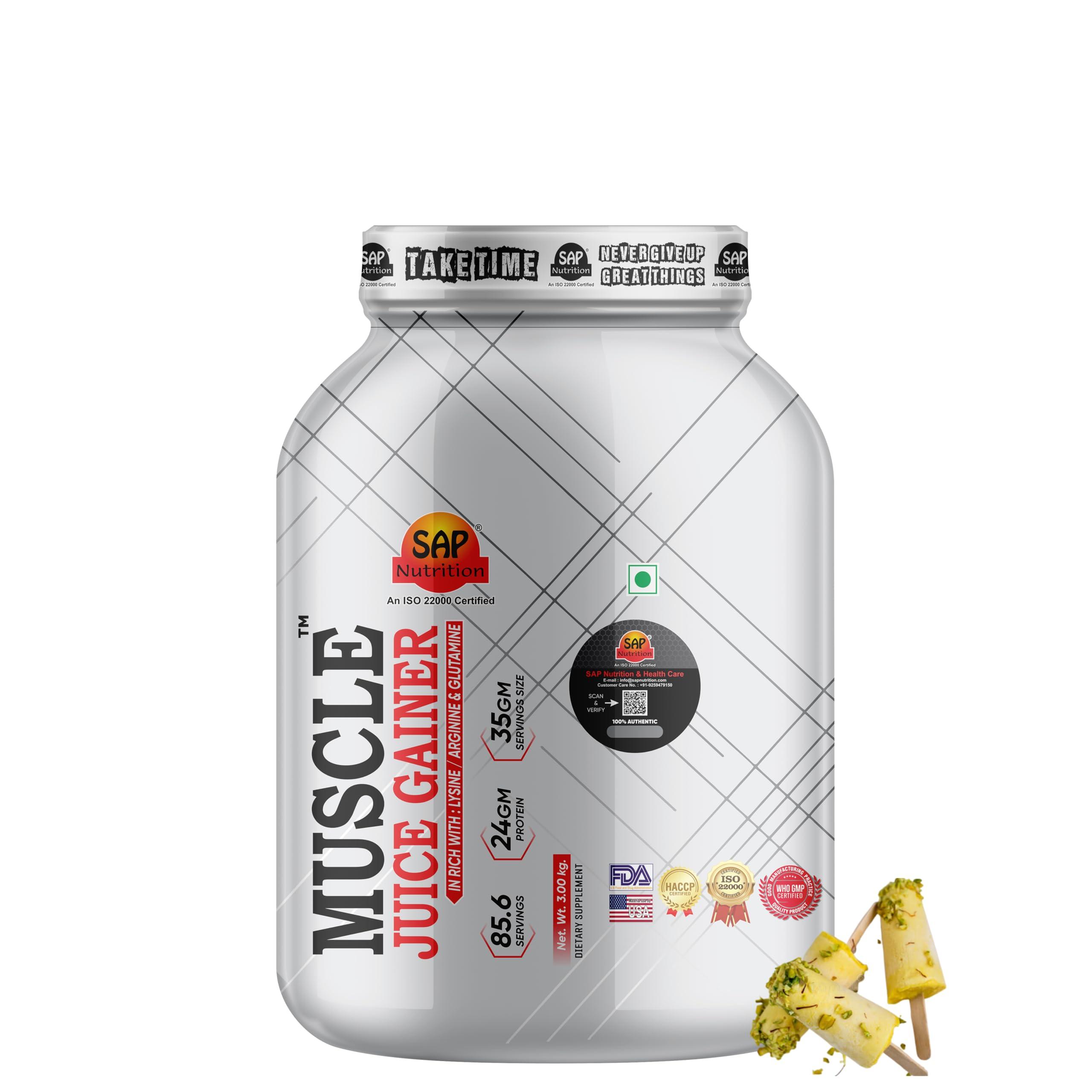 SAP NUTRITION Sap nutrition muscle Juice Gainer | Protein Powder for Muscle Gain | Whey Protein + Muscle Builder | Weight Gainer (Kulfi)