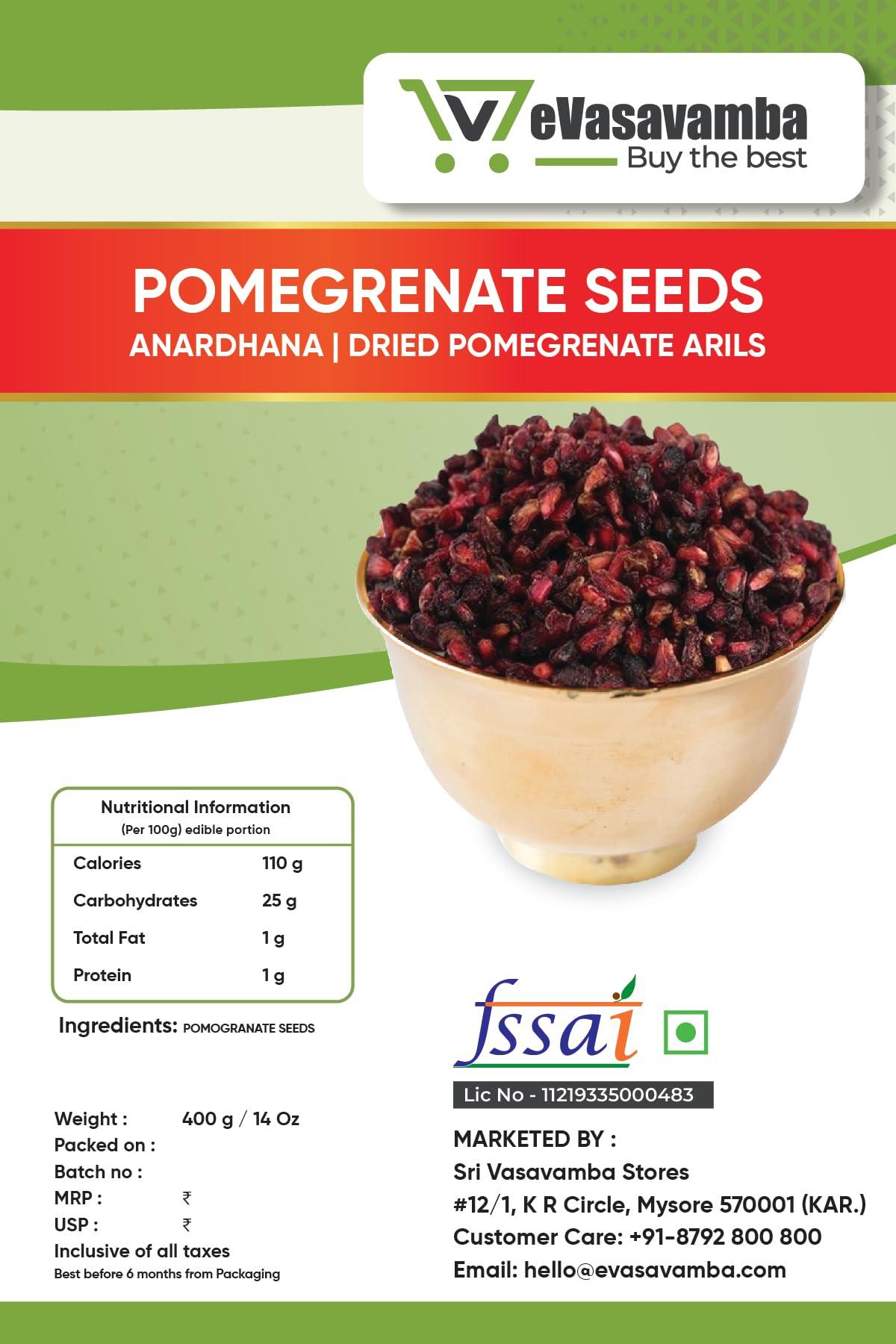 eVasavamba eVasavamba, Dried Pomegranate Seeds | Anardhana | Anar ke Beej | Pomegranate Arils | A++ Grade, 400g