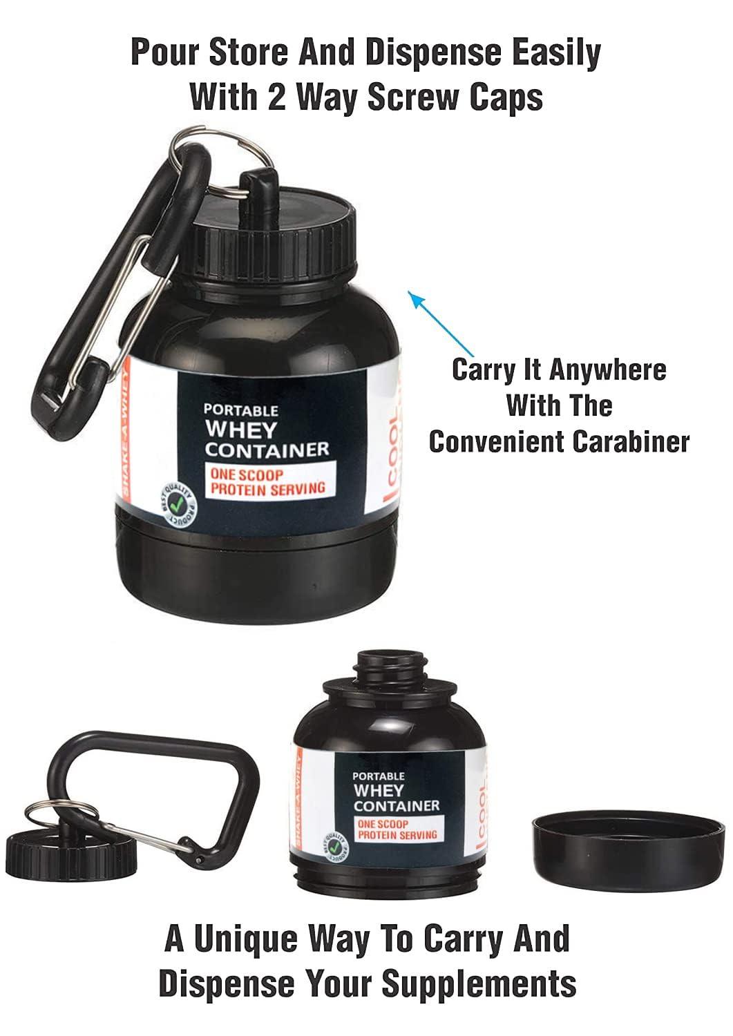 COOL INDIANS COOL INDIANS Protein Powder and Supplement Funnel Keychain, Portable to-Go Container for The Gym, Workouts, Fitness (Black)