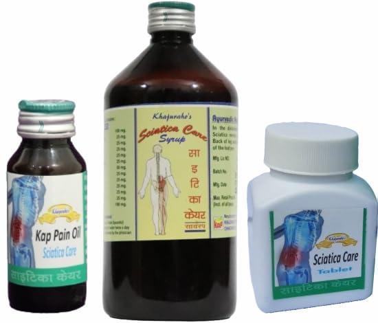 khajuraho Khajuraho Auyvedic Sciatica Care Pain Relief Kit | Dose for Scitica Disease Back Nerve One Side Leg Pain (Pack Of 3)