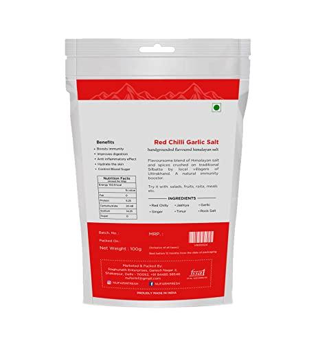 Nufarm Fresh NUFARMFRESH 100% Natural Hand Grounded Bhuni Mirch Himalayan Pahadi Flavoured Silbatta Salt(No Chemicals) Flavored Salt (100 g) (RED Chilly)
