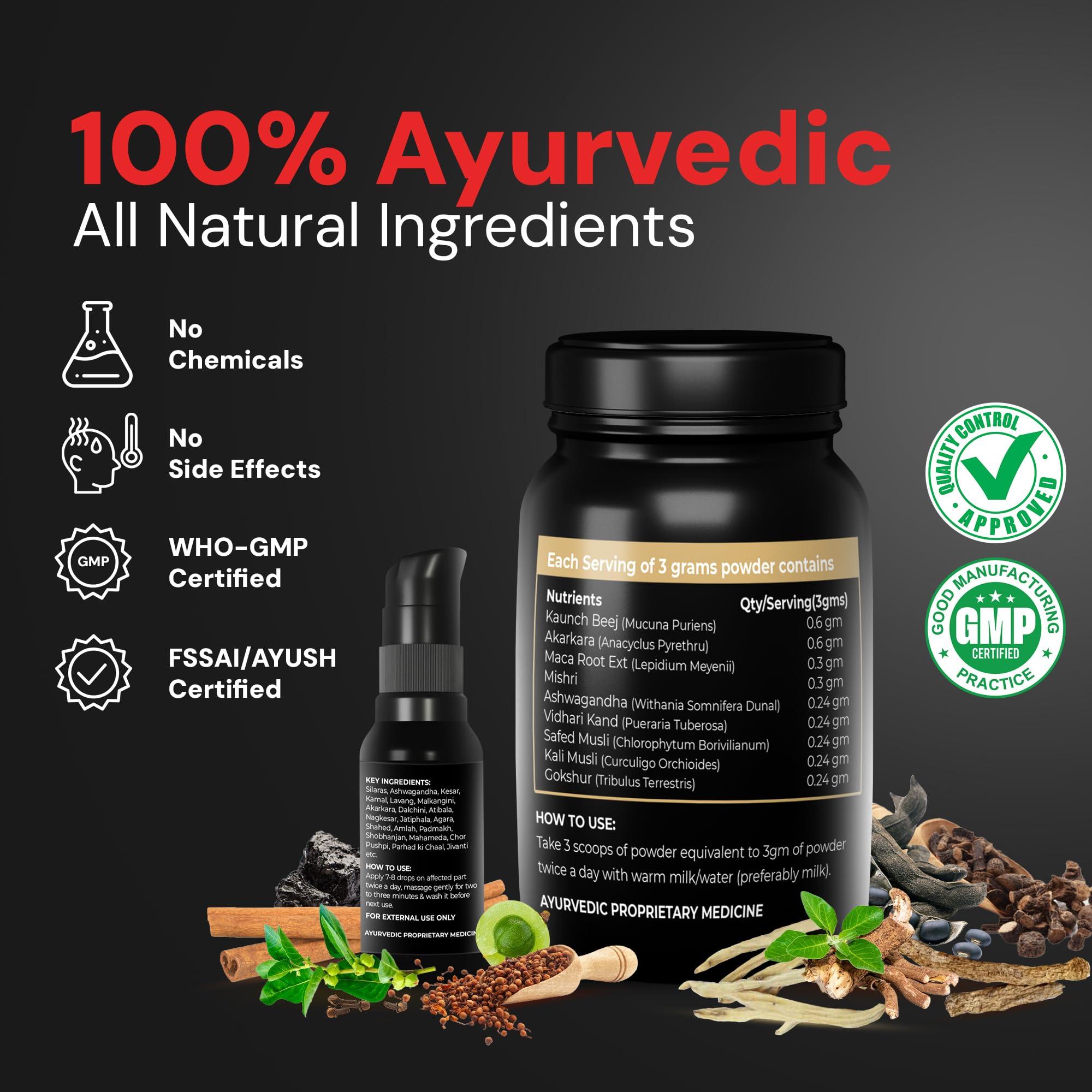 I-RED I-RED Ayamveda By Dr.Ajayita\'s - Combo | Massage Oil And Powder | Men Strength And Stamina (1 Month)
