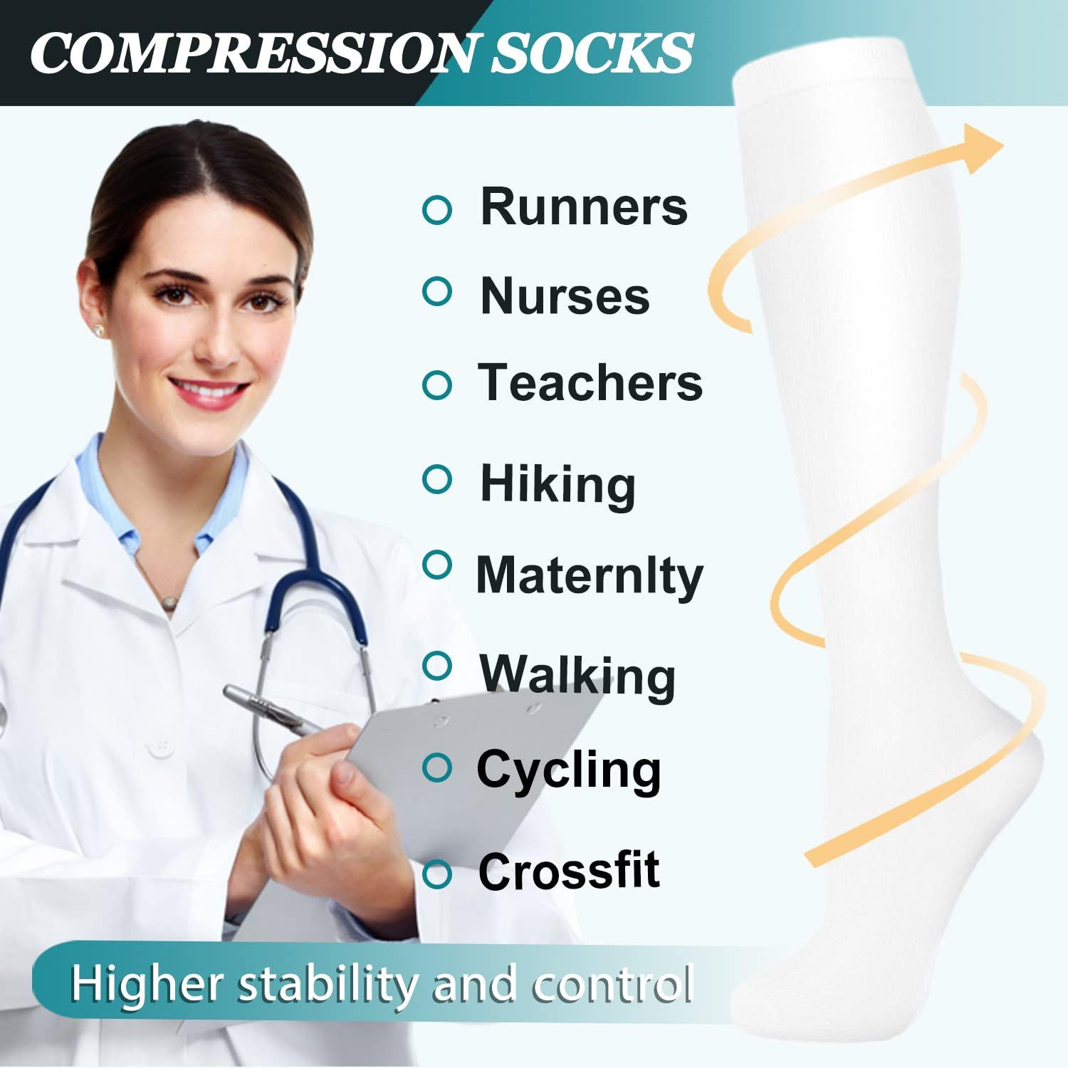 ACTINPUT ACTINPUT 8 Pairs Compression Socks Women & Men -Best Medical,Nursing,Travel & Flight Socks-Running & FitnessPregnancy-15-20mmHg (L/XL, Assorted 1)