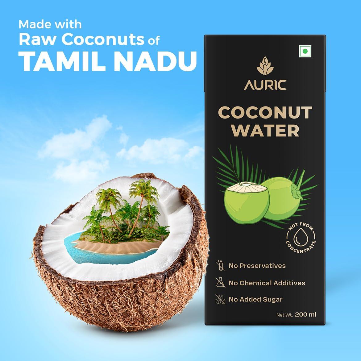 Auric Auric Tender Coconut Water Energy Drink - No Added Sugar | Not from Concentrate | Natural Energizer | Direct from Tamil Nadu | Safe Hygienic Packaging (Pack of 27))