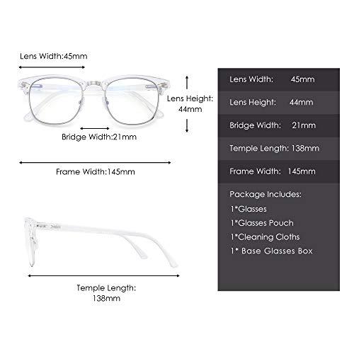 GLINDAR GLINDAR Blue Light Blocking Computer Glasses Retro Semi-rimless Style Reduce Eye Strain Video Game Eyeglasses Men Women Clear