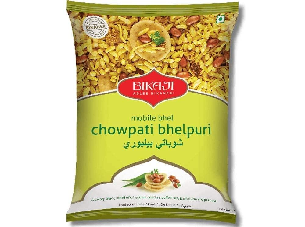 Bikaji BIKAJI crispy crunchy 100% vegetarian Chowpati bhelpuri single serving pach open mix &eat now bhelpuri bhel (pack of 2pcs ) each pock 110g grm