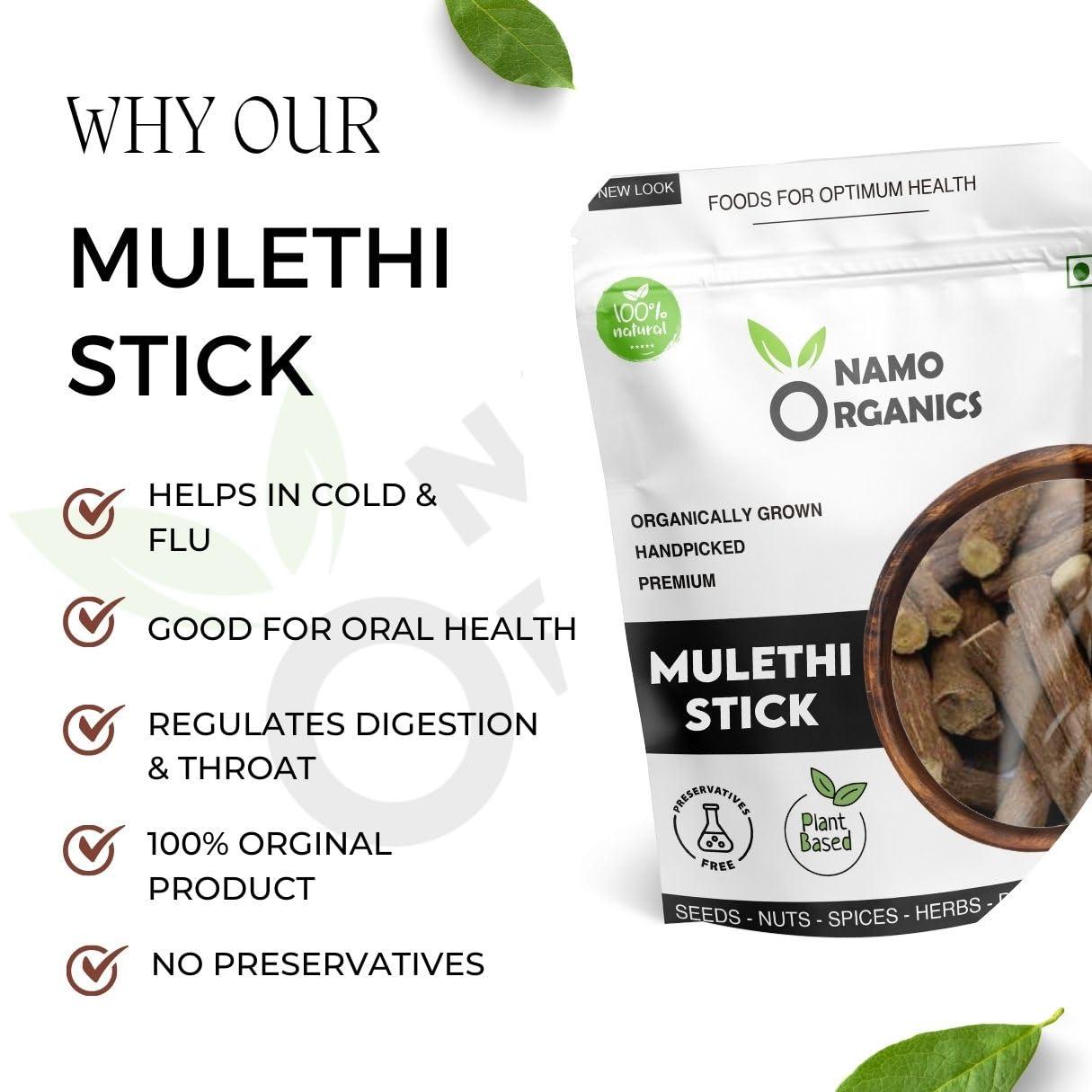 Namo Organics NamoOrganics - Mulethi Stick For Eating - 200 Gm - yashtimadhu/Licorice Roots for Throat