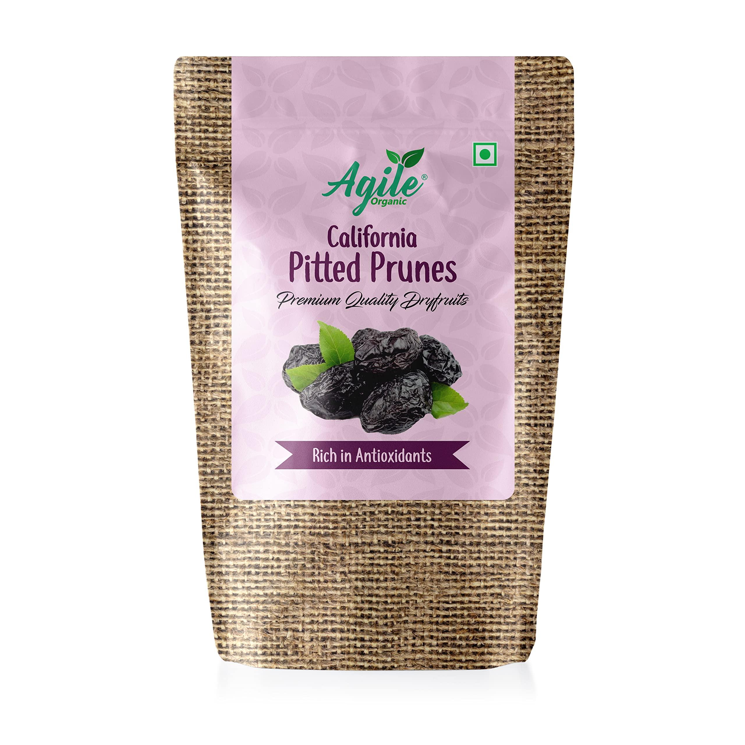 Agile Organic Agile Organic Premium California Pitted Dried Prunes 200 grams | High in Vitamins and Fiber | Prunes 200g